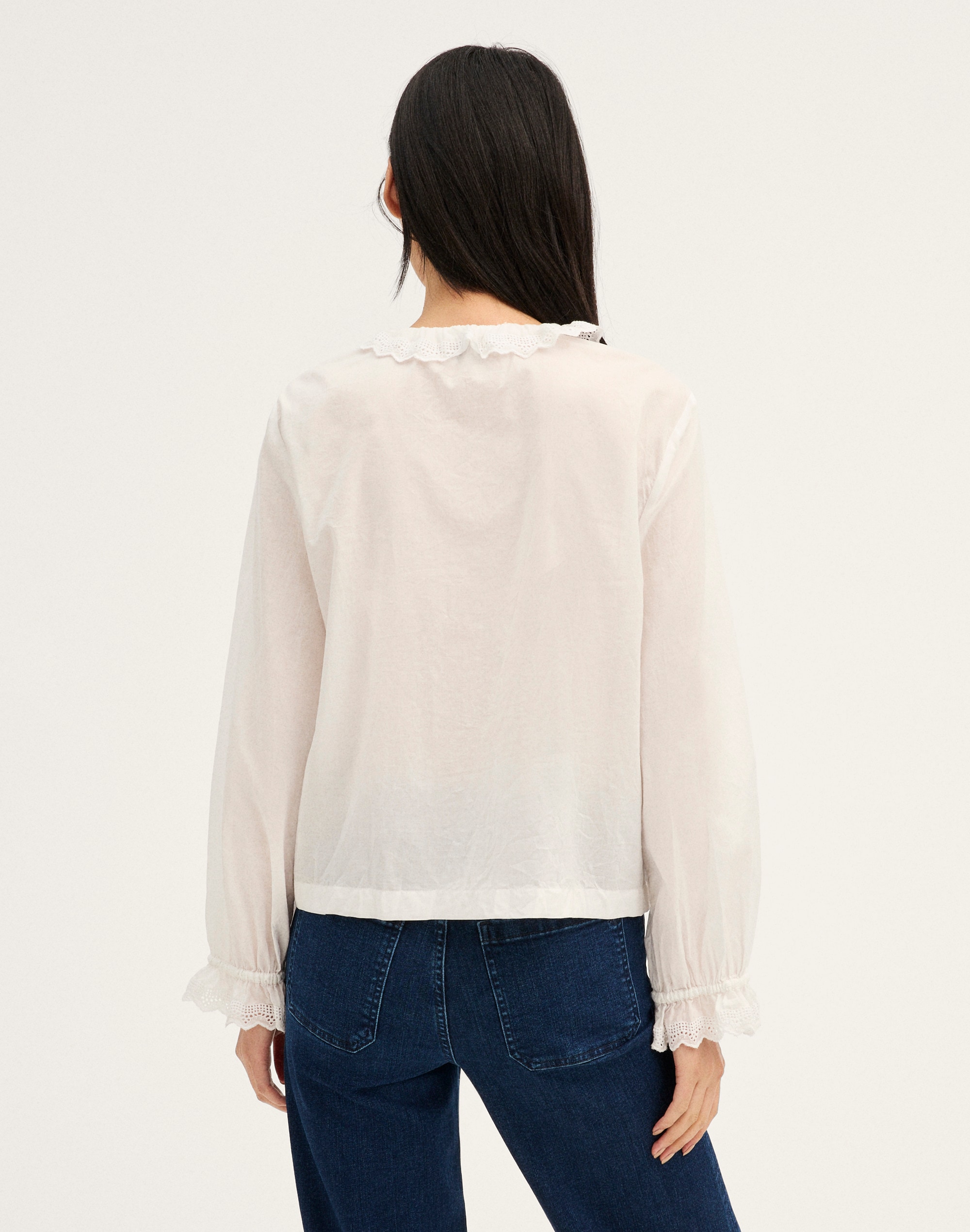 Ruffled Pintuck High-Neck Top