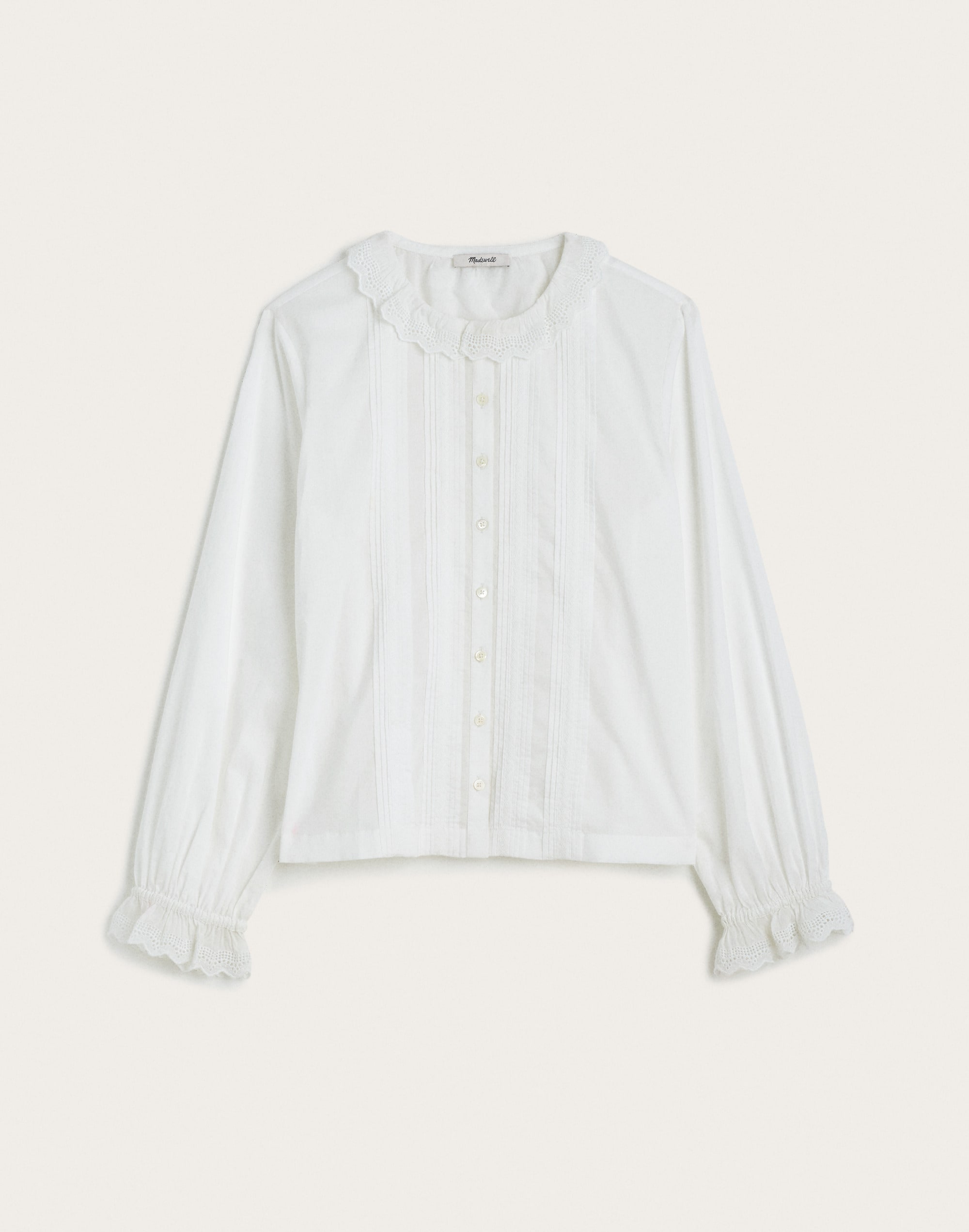 Ruffled Pintuck High-Neck Top