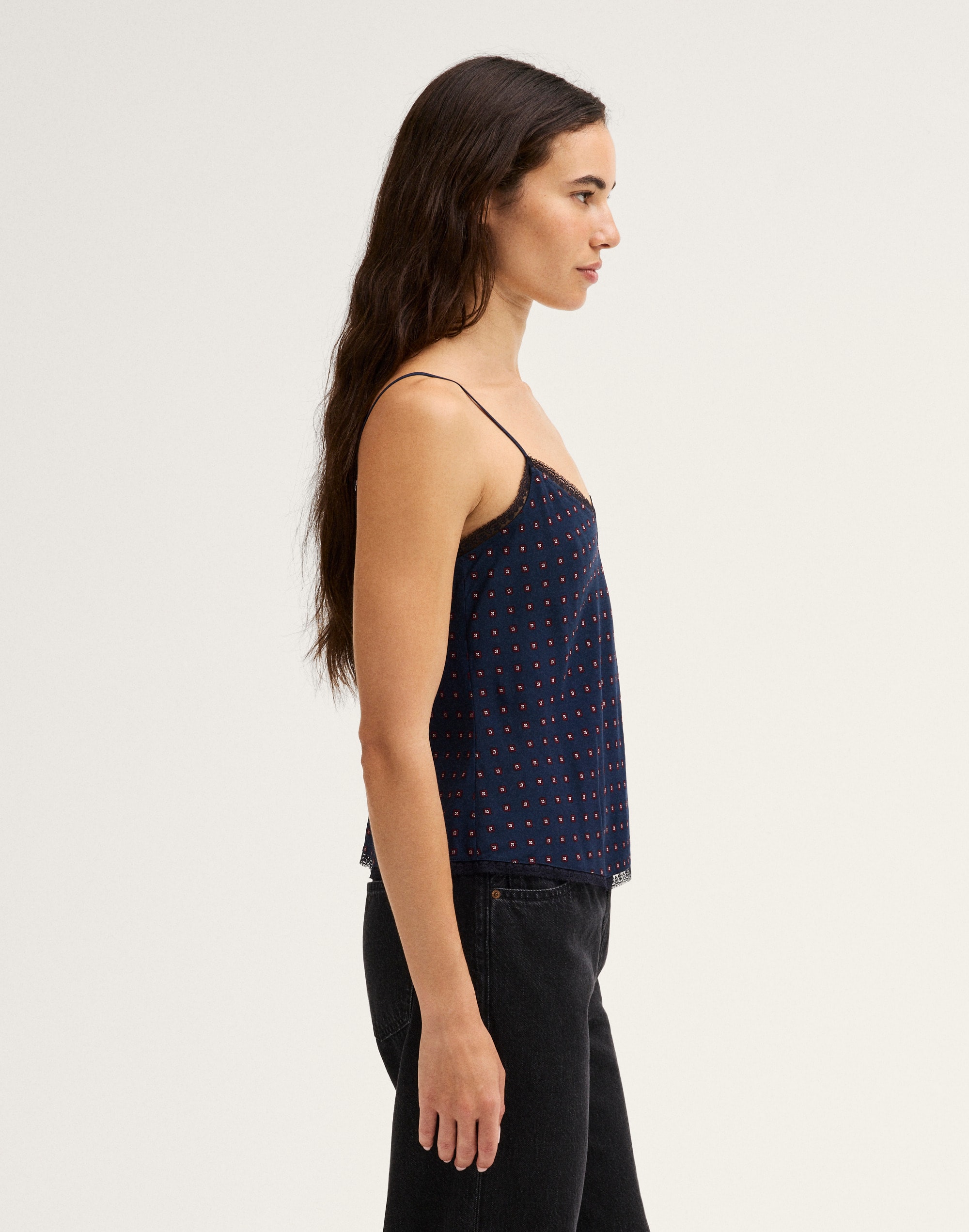 Lace-Trim V-Neck Cami Top