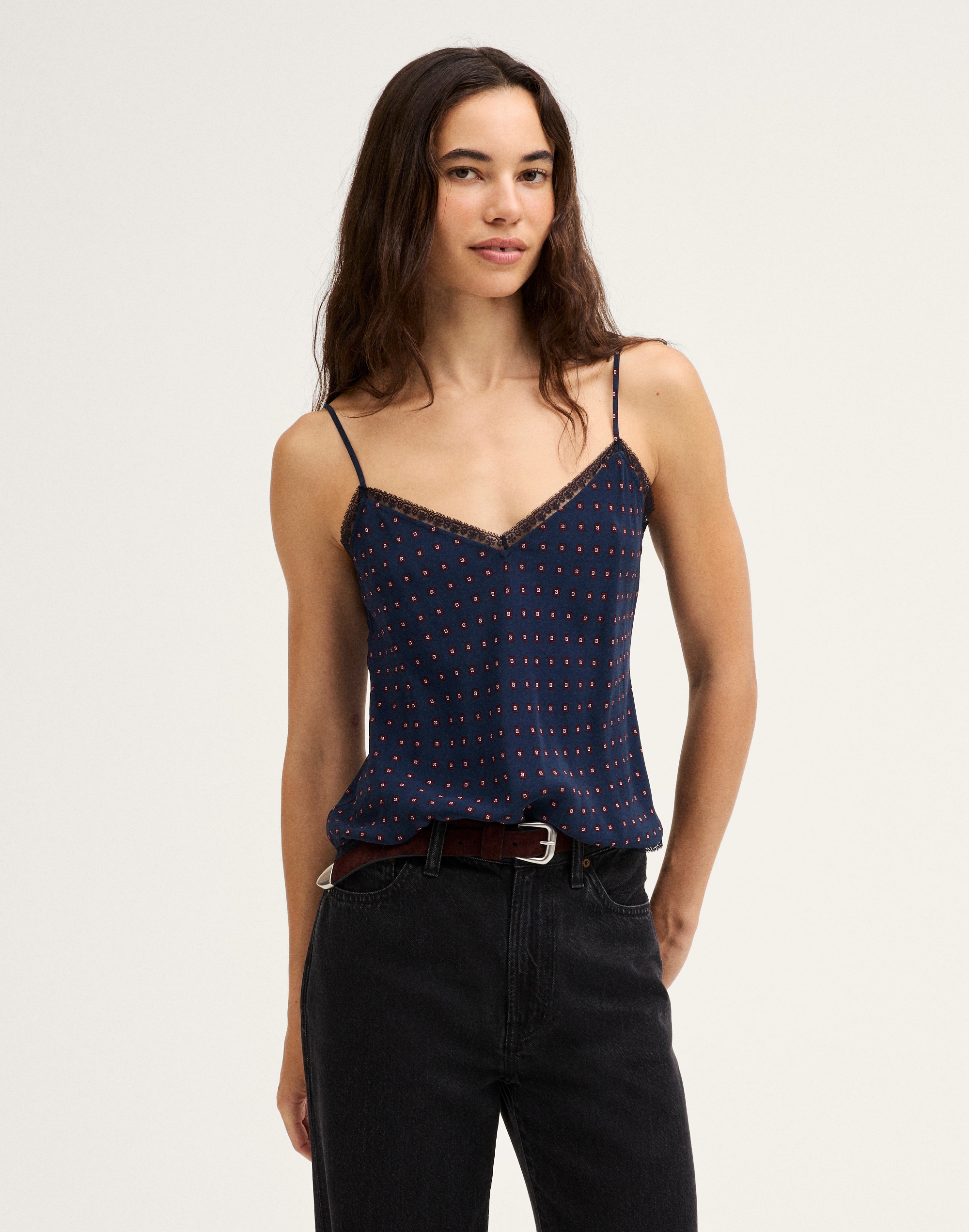 Lace-Trim V-Neck Cami Top