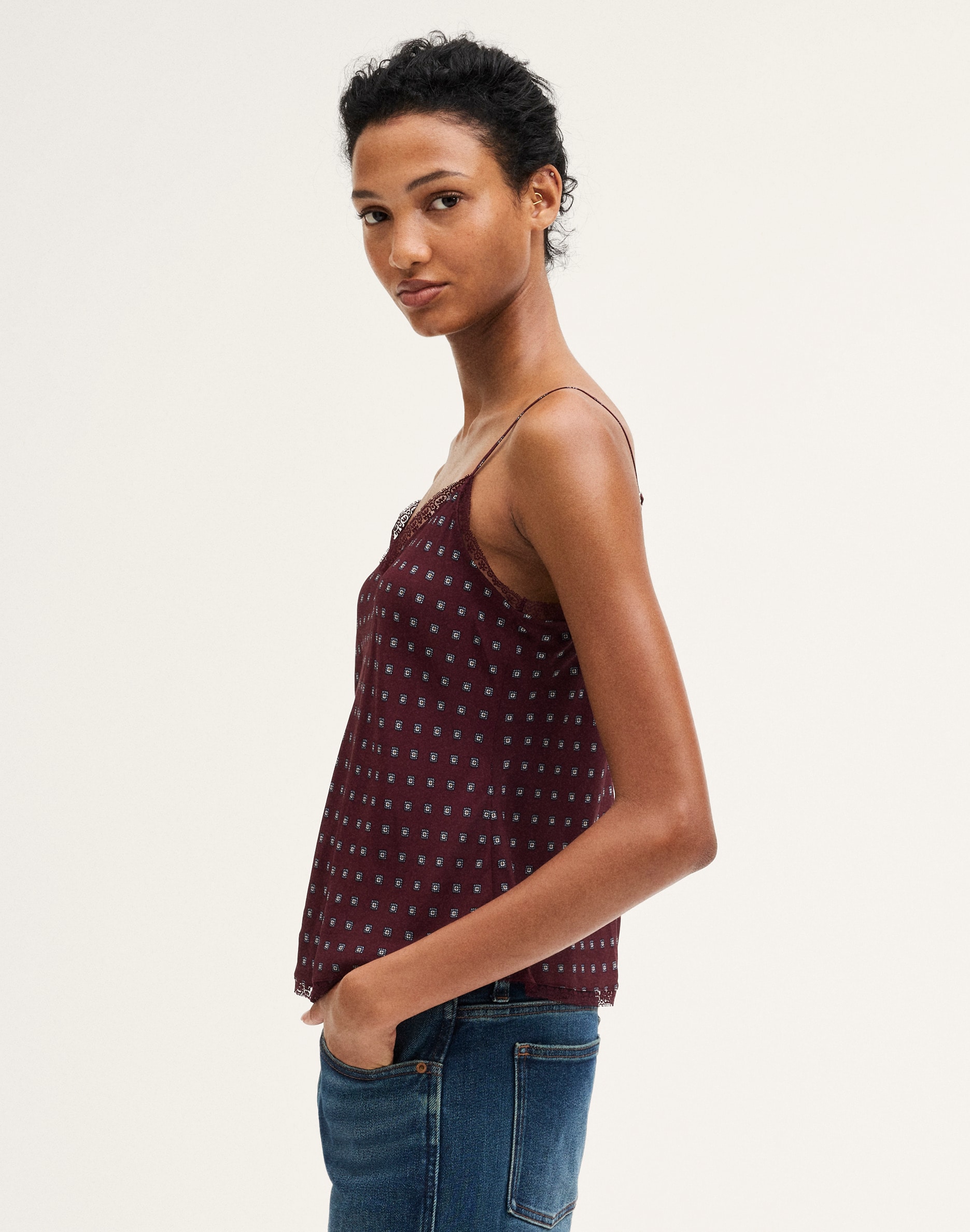 Lace-Trim V-Neck Cami Top