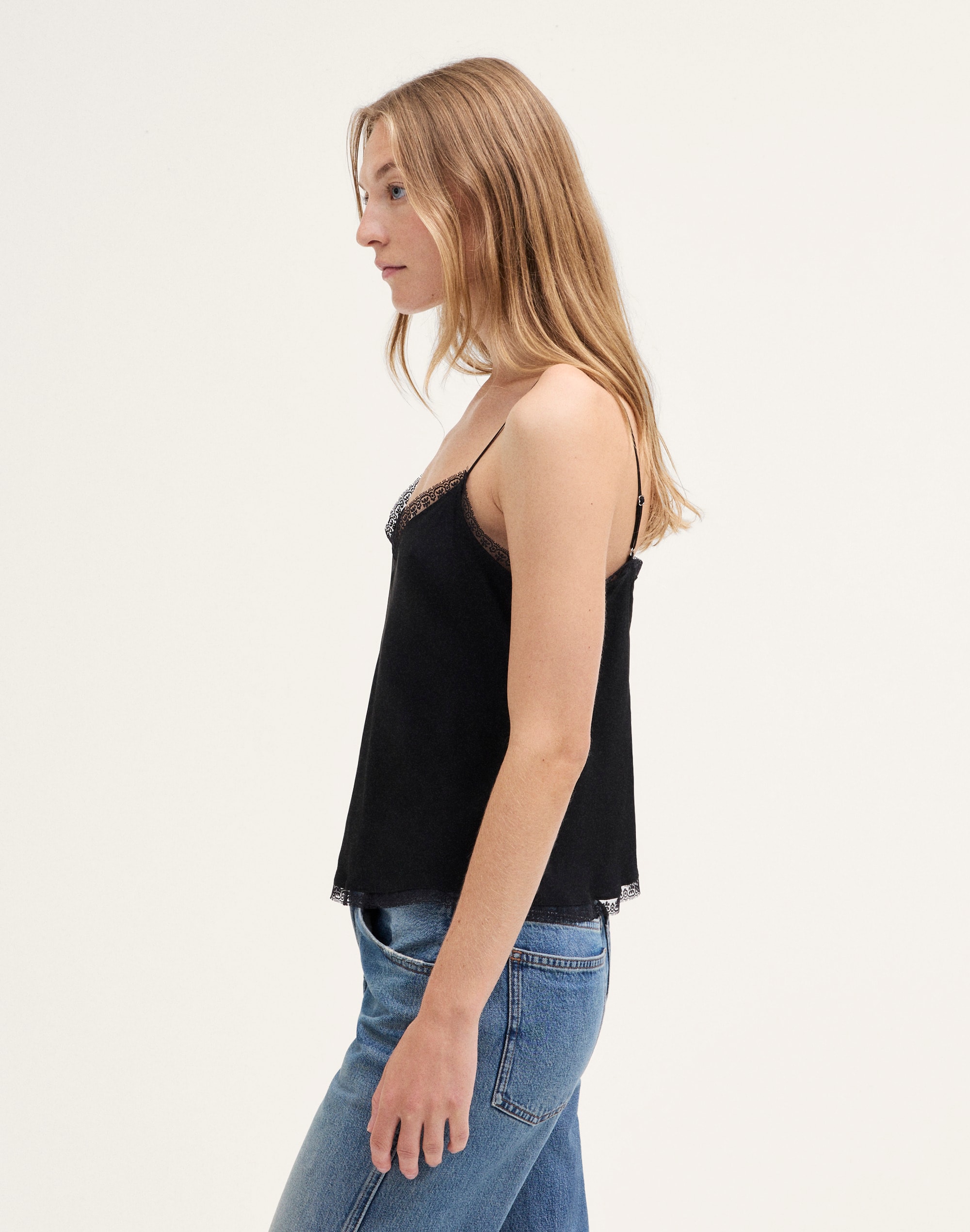 Lace-Trim V-Neck Cami Top