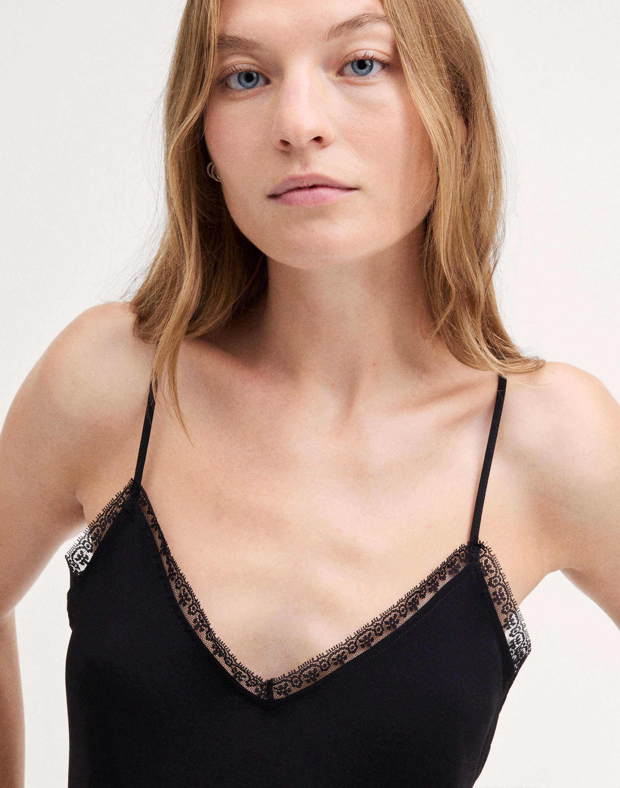 Lace-Trim V-Neck Cami Top