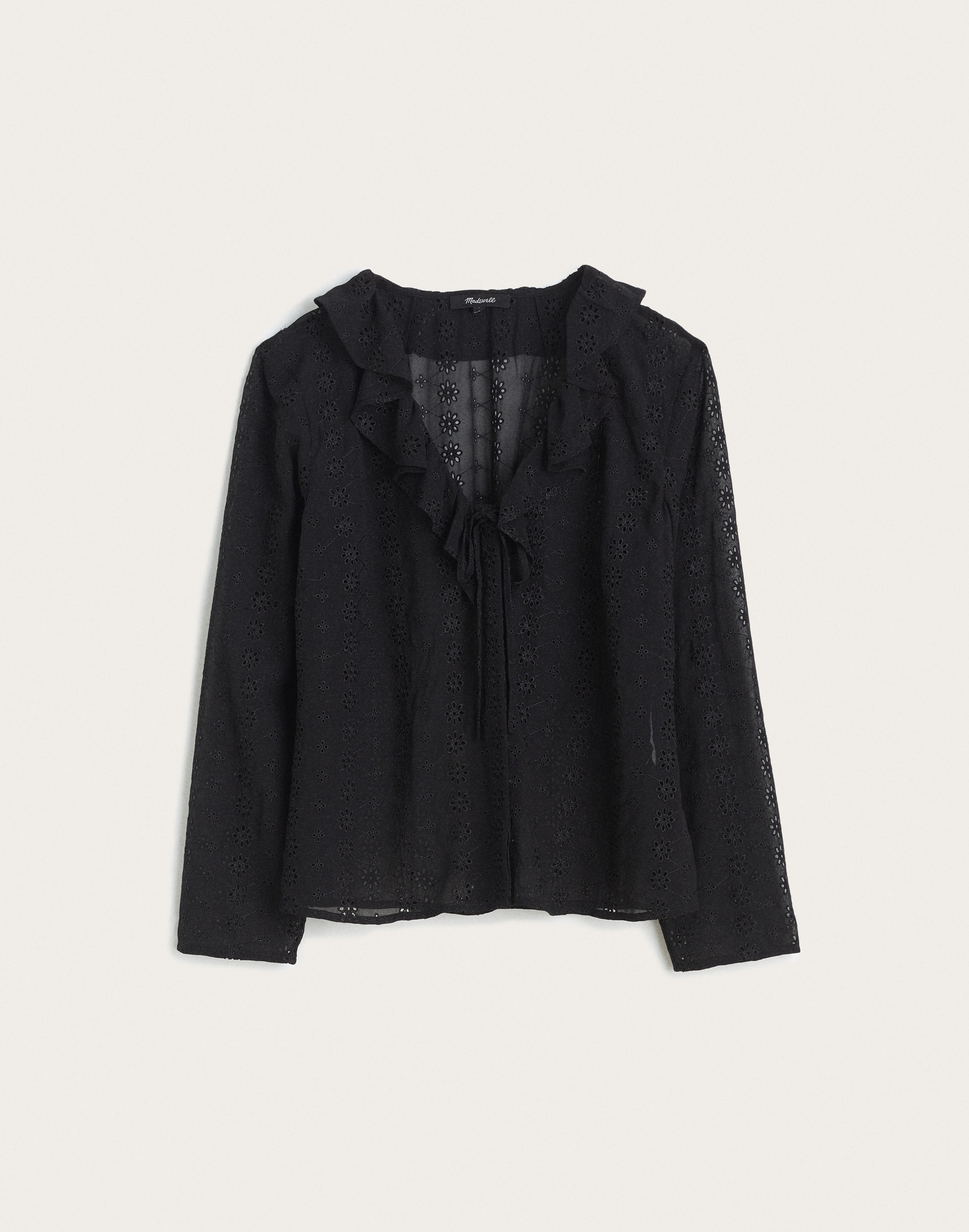 Ruffled V-Neck Long-Sleeve Top