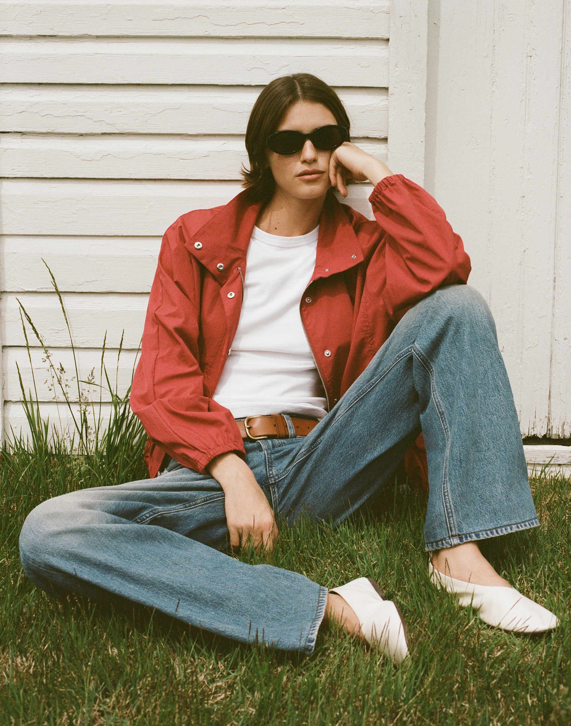 Funnel-Neck Windbreaker Jacket