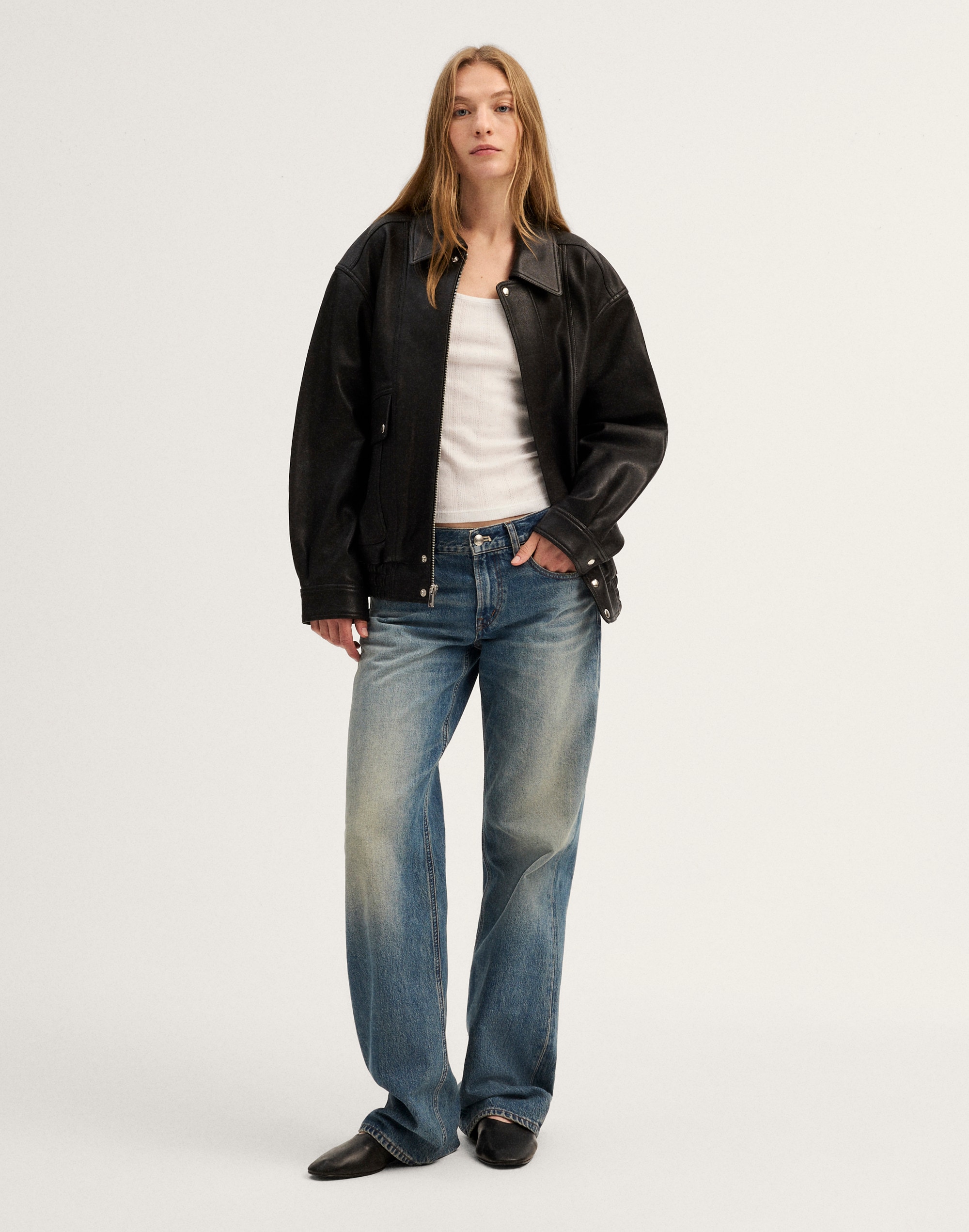 Utility Bomber Jacket in Leather