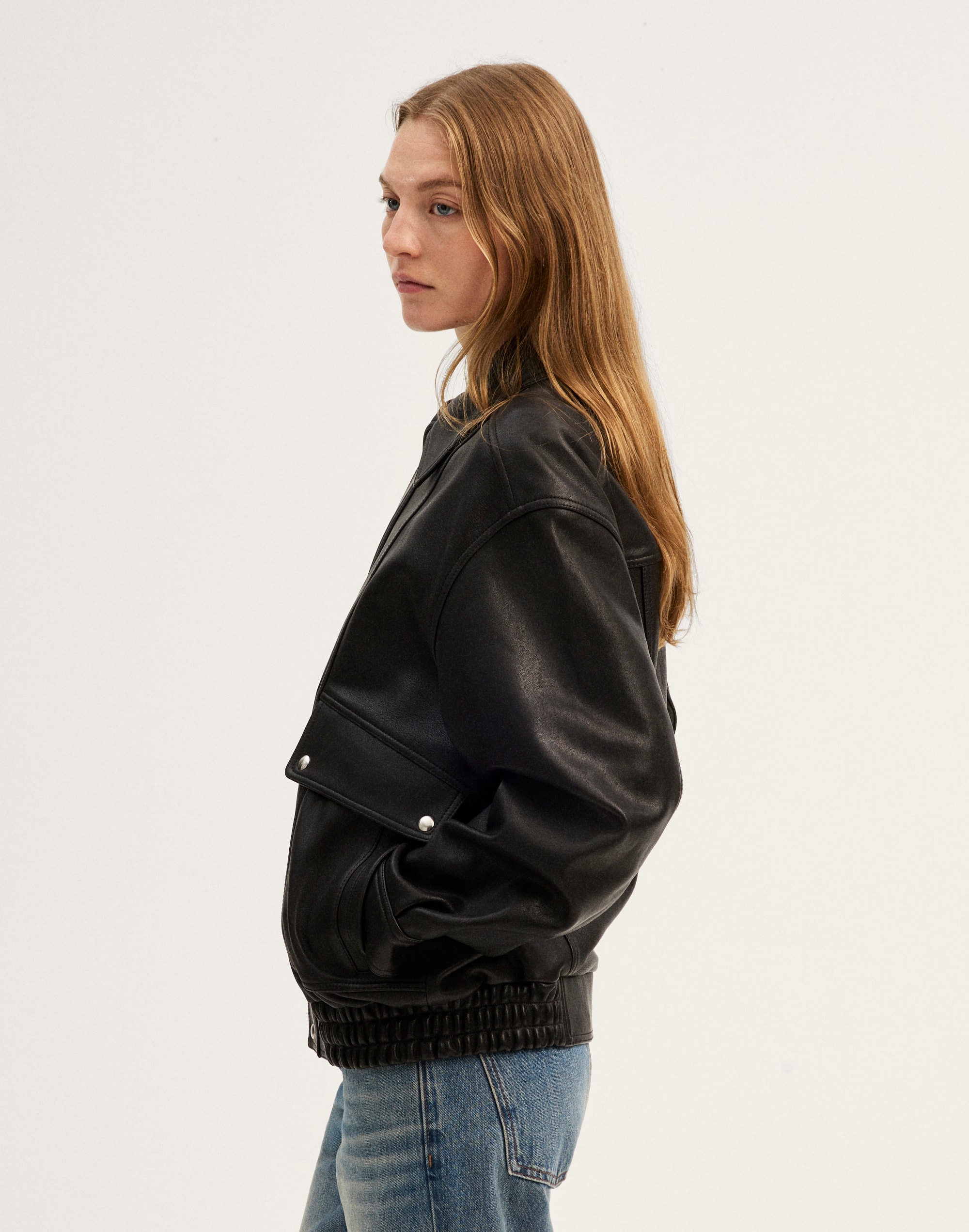 Utility Bomber Jacket in Leather
