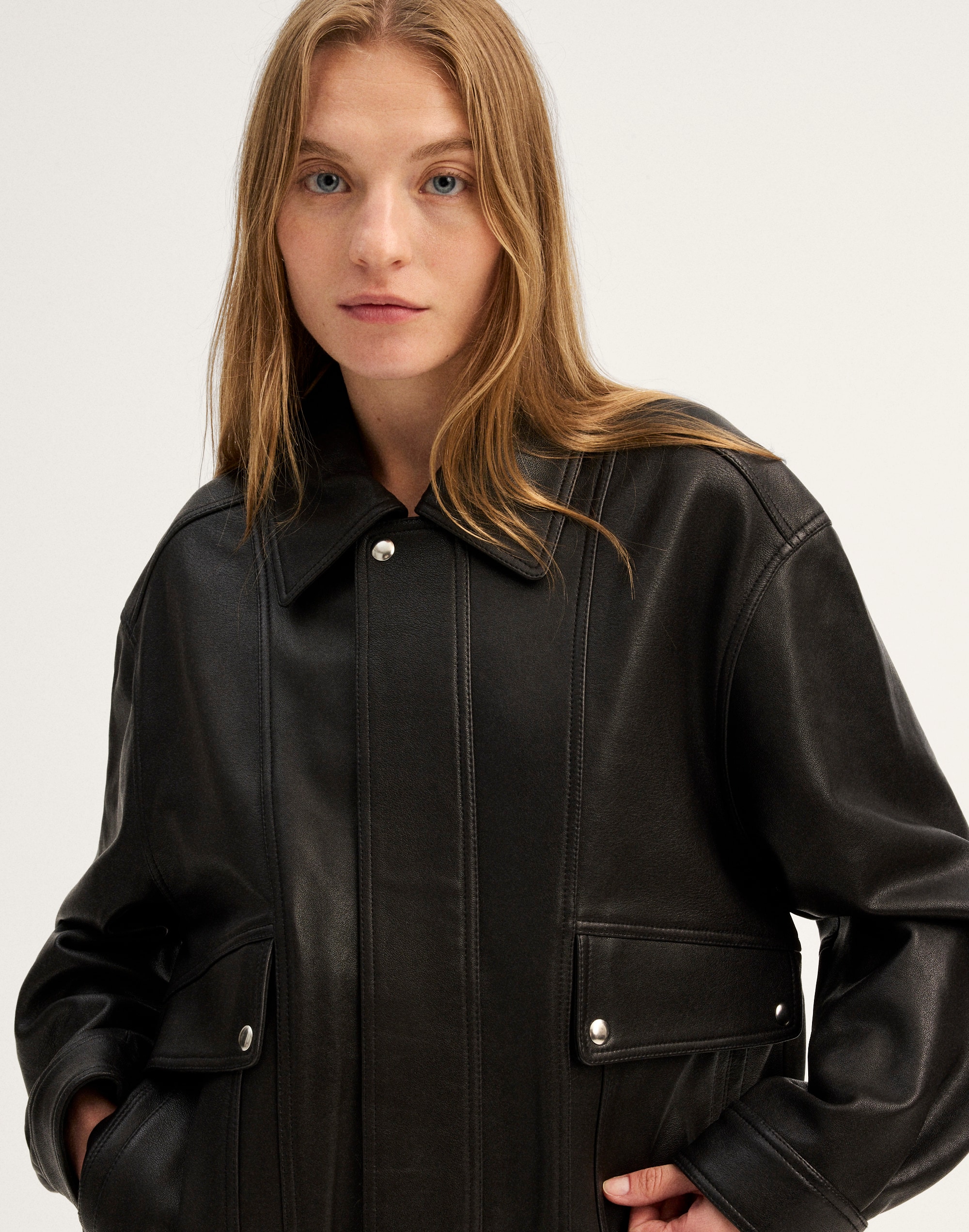 Utility Bomber Jacket in Leather