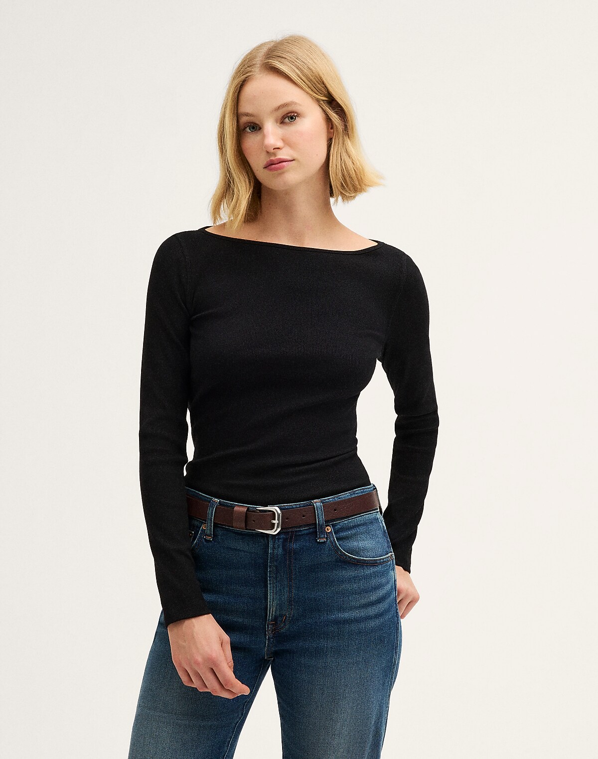 The Boatneck Layering Tee in Utility Rib