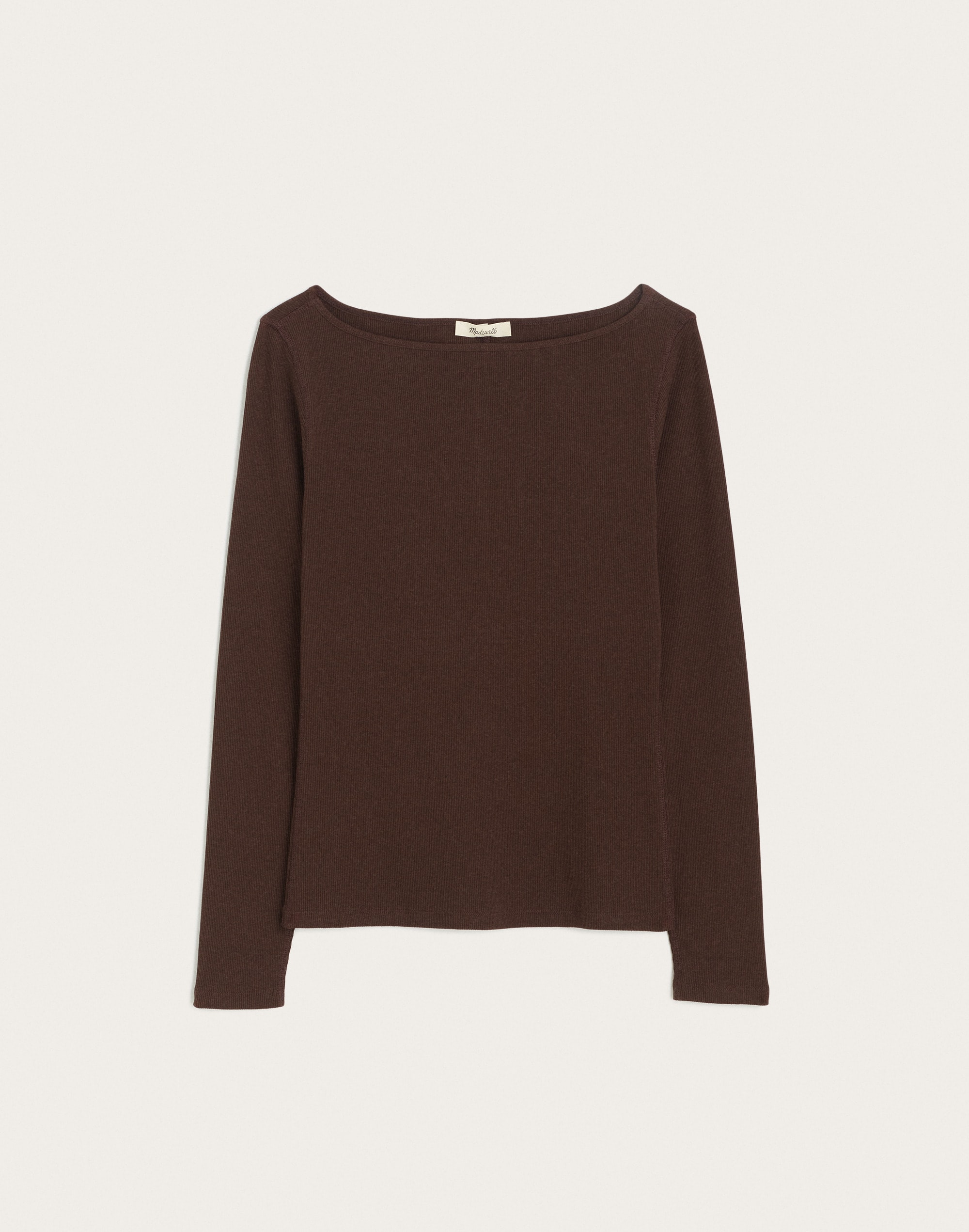 The Boatneck Layering Top in Utility Rib - Brown