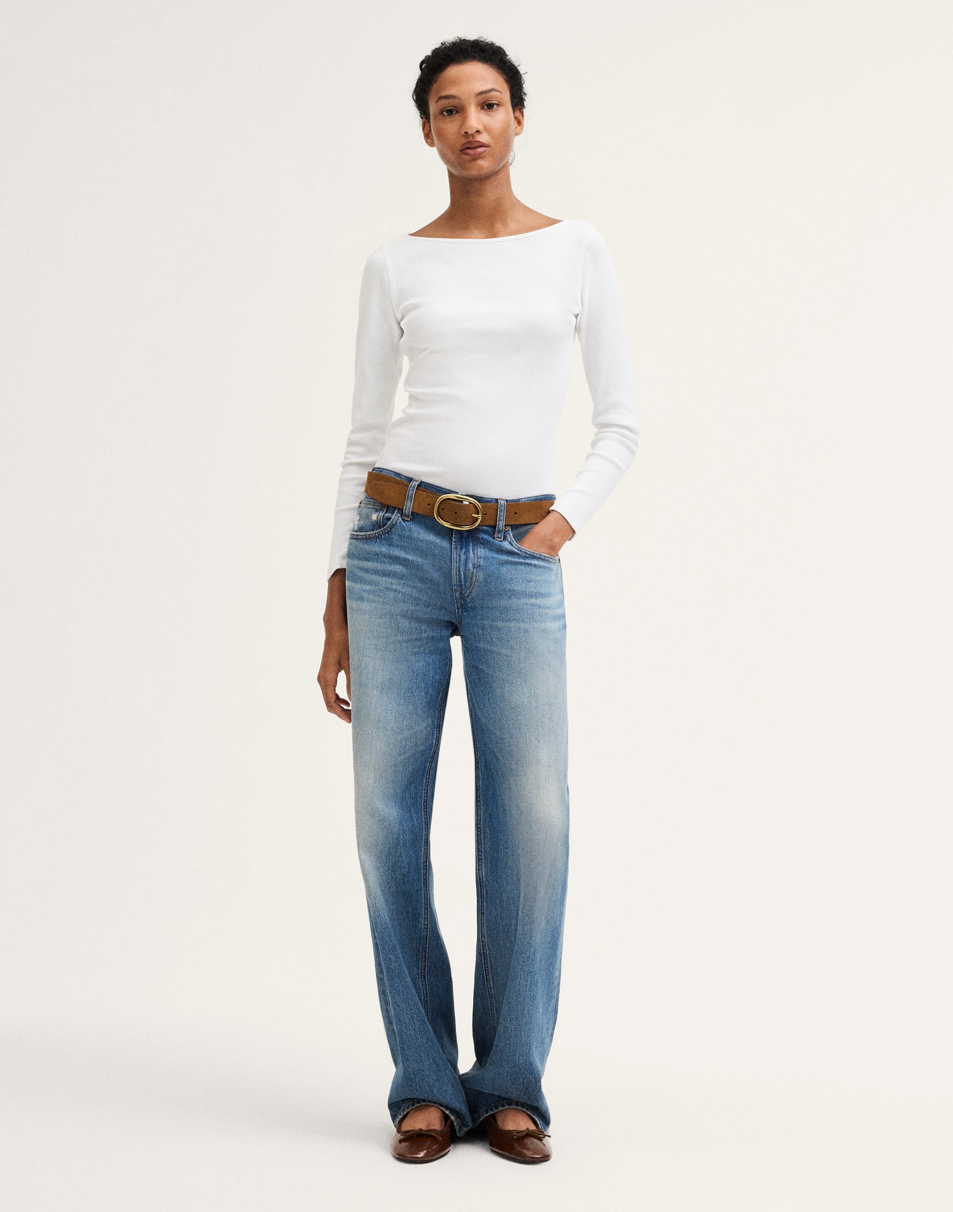 The Boatneck Layering Tee in Utility Rib