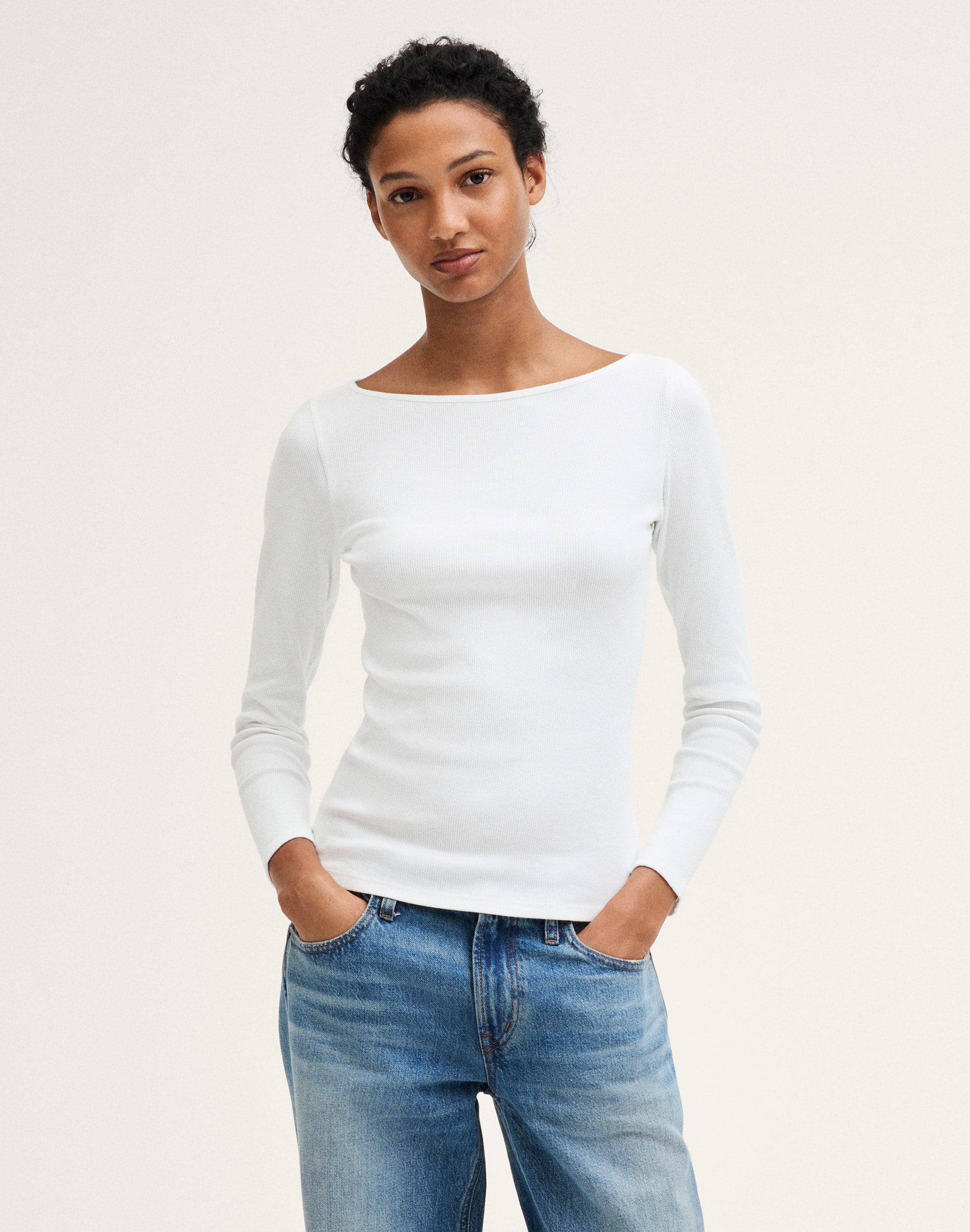 The Boatneck Layering Tee in Utility Rib