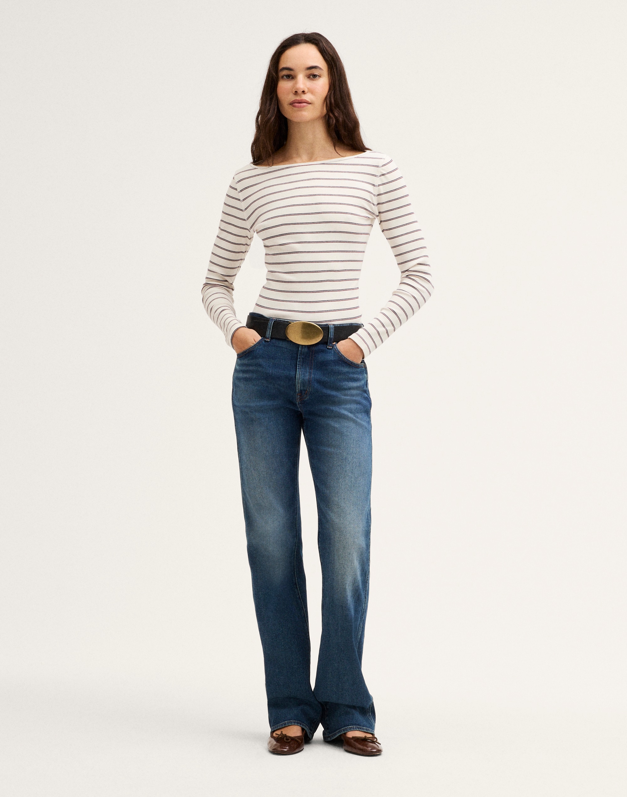 The Boatneck Layering Tee in Utility Rib