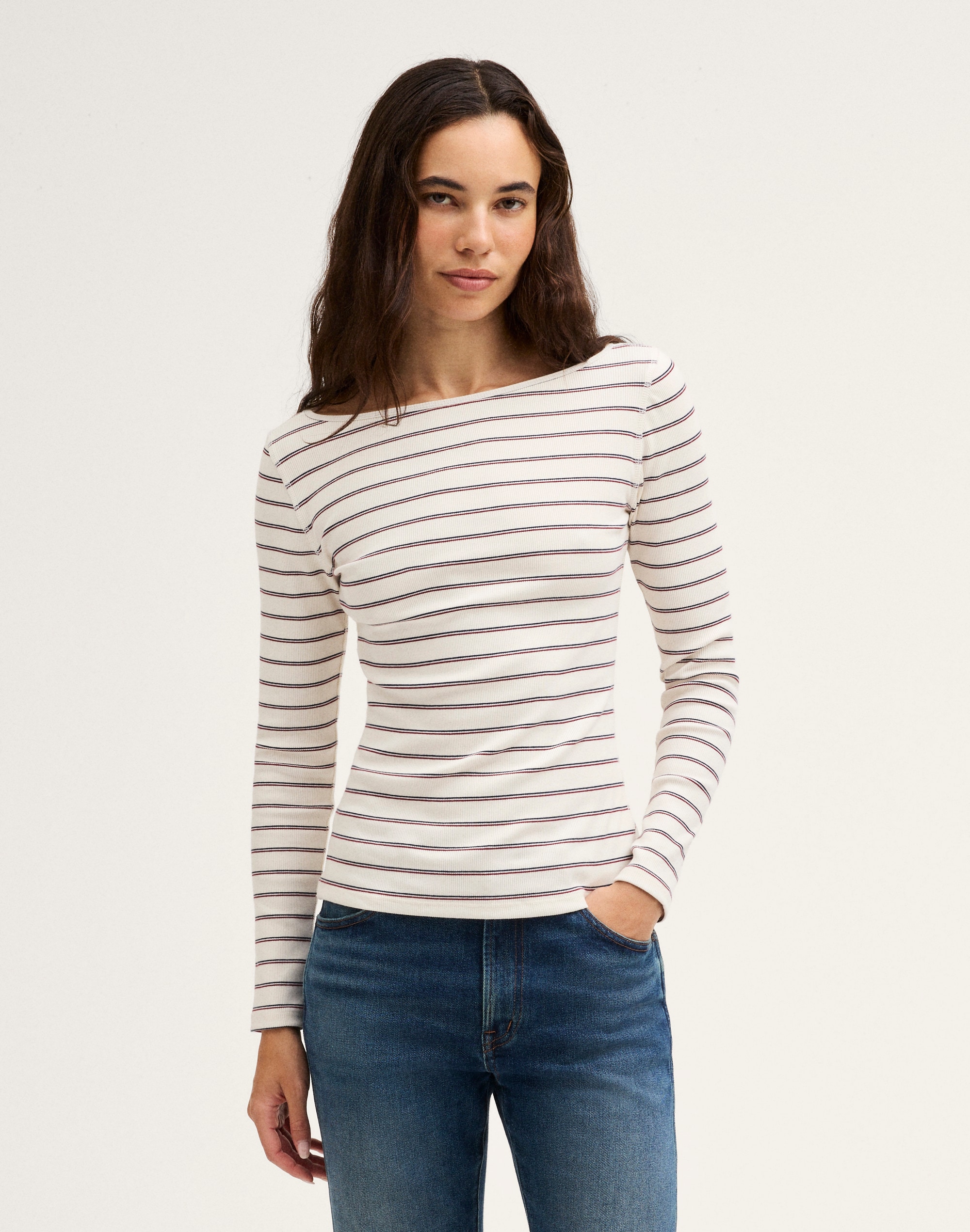 The Boatneck Layering Tee in Utility Rib 