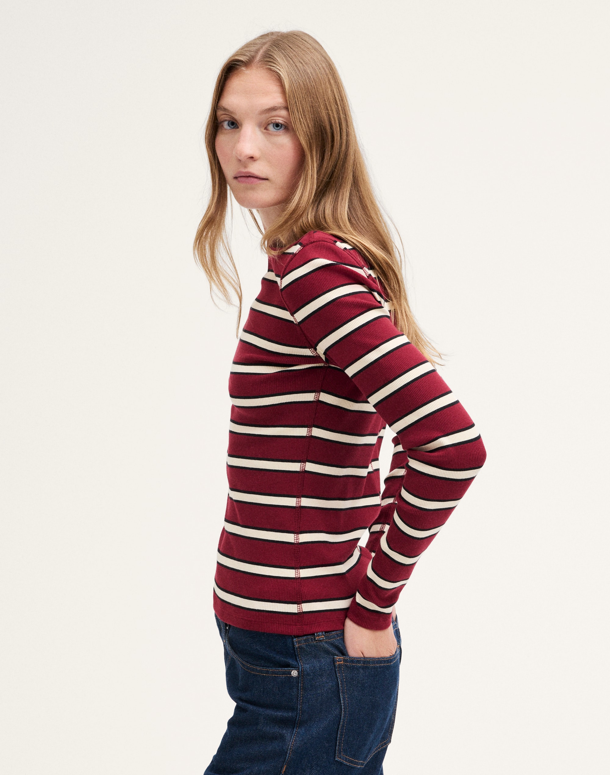 The Boatneck Layering Tee in Utility Rib