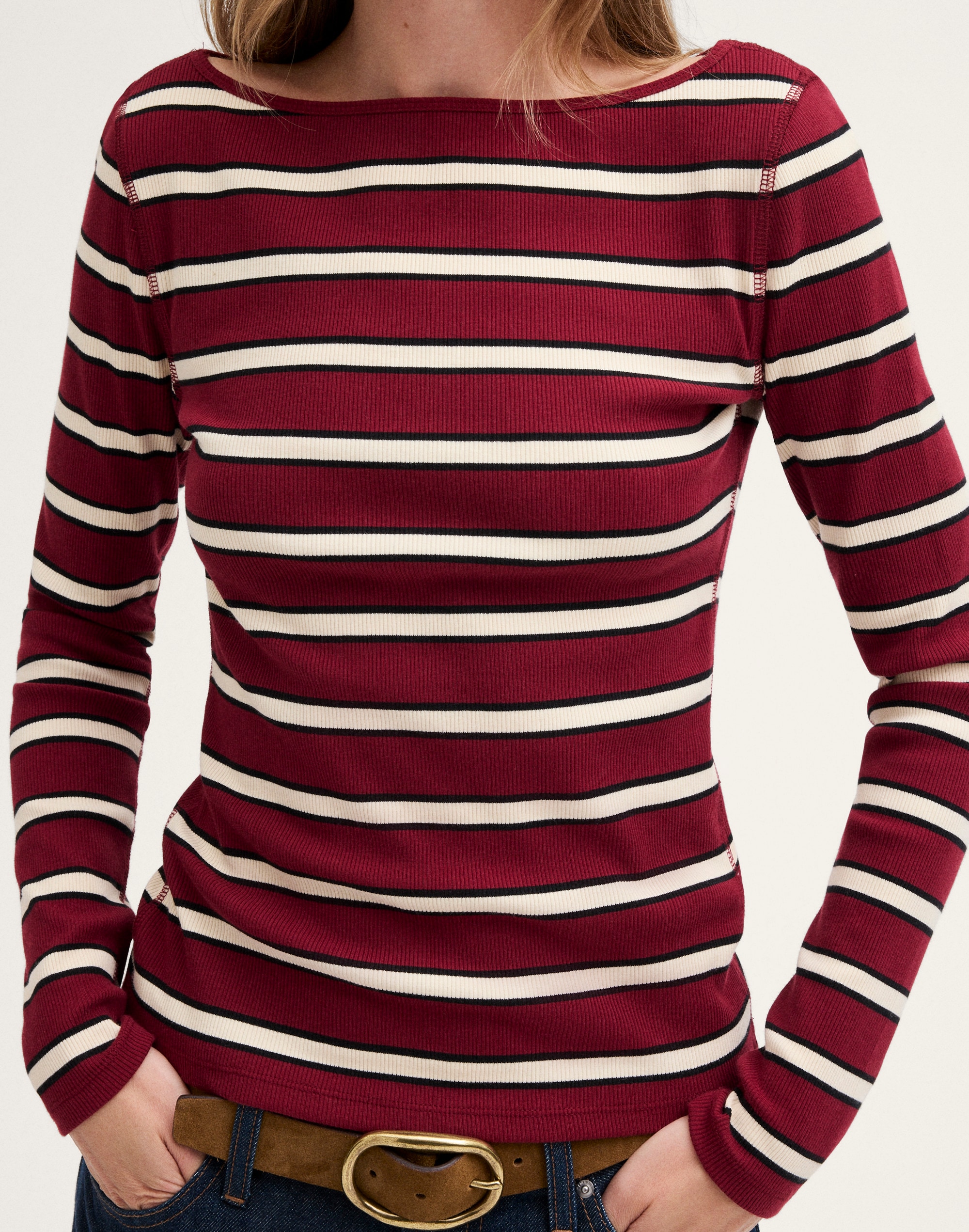 The Boatneck Layering Tee in Utility Rib