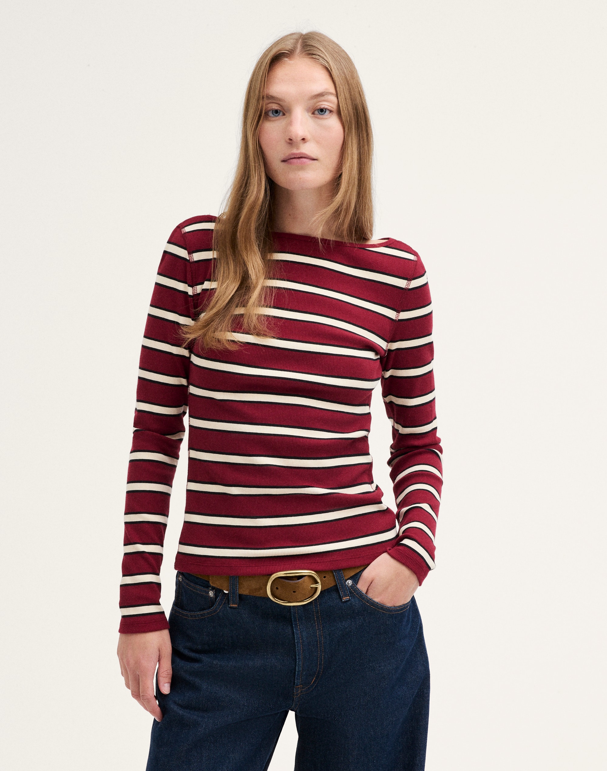 The Boatneck Layering Tee in Utility Rib 