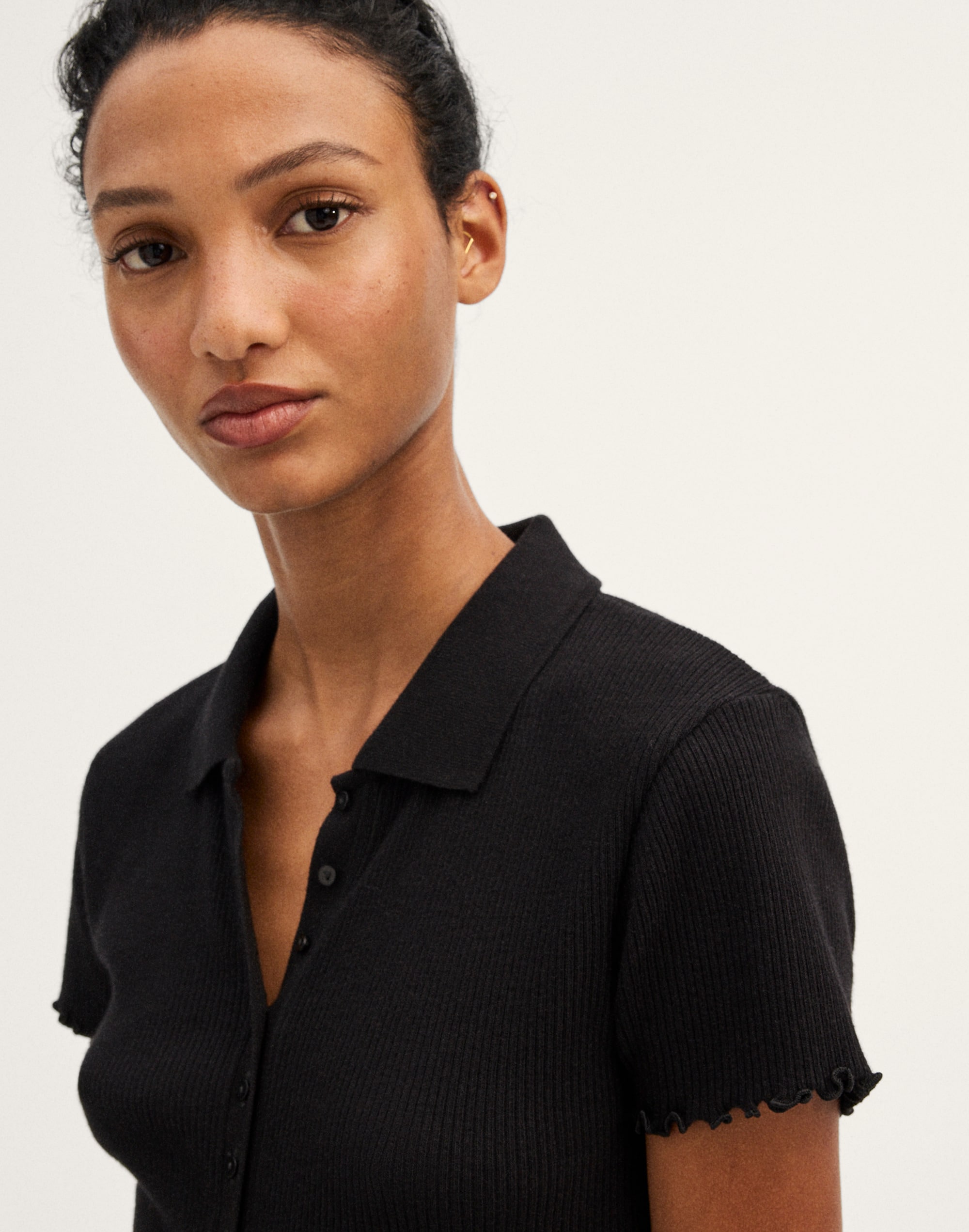 Cap-Sleeve Botton-Front Top