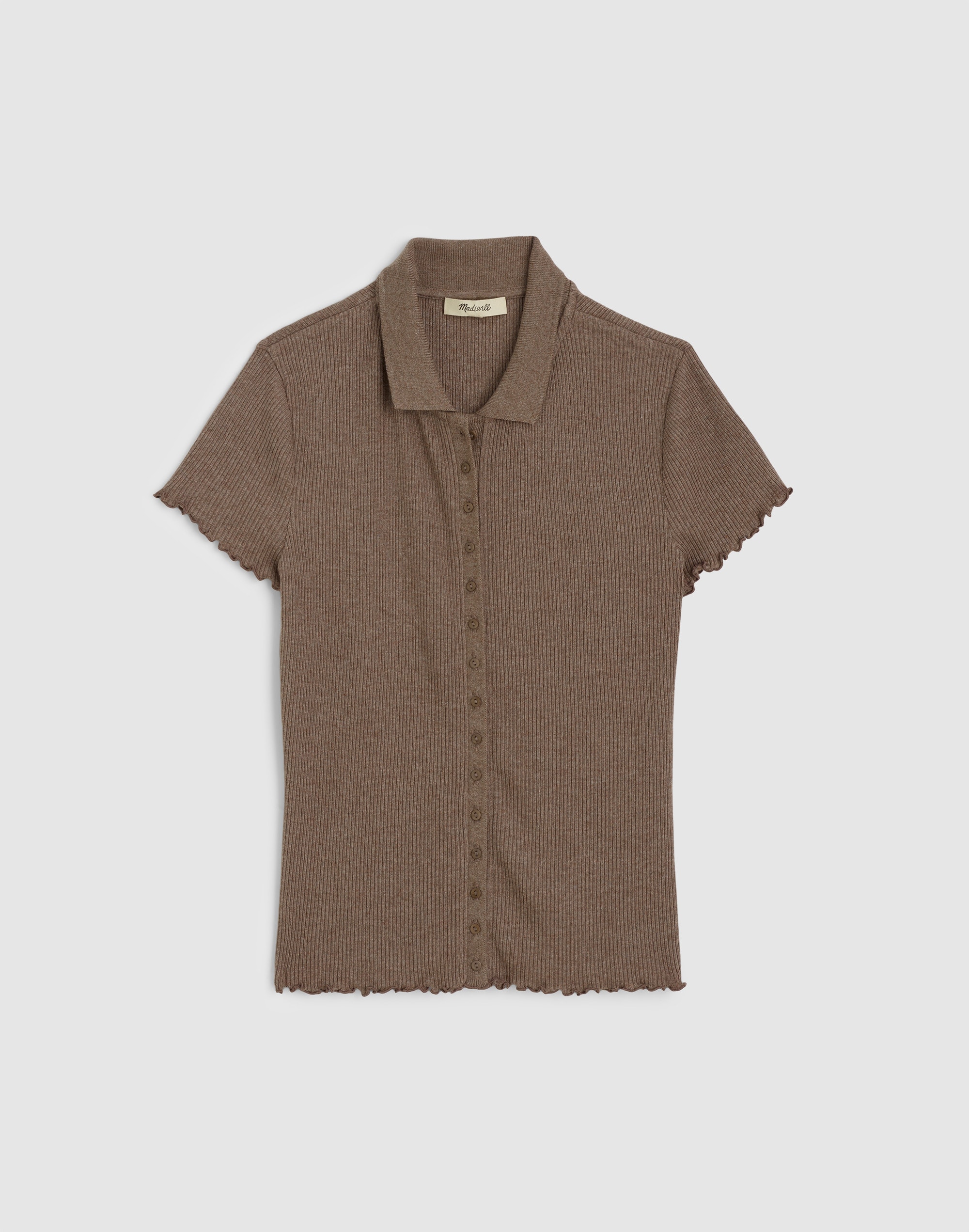 Cap-Sleeve Botton-Front Top - Brown
