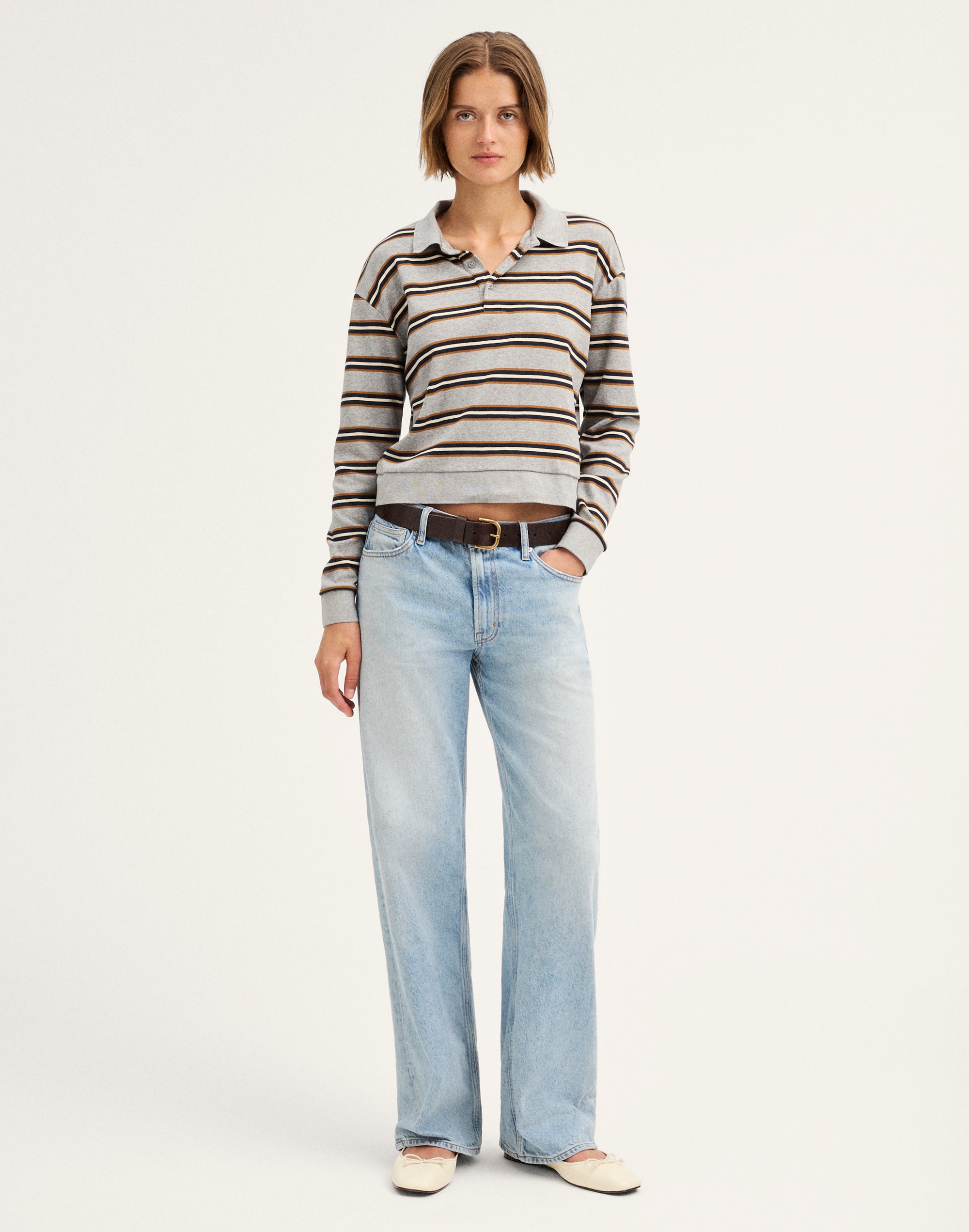 The Long-Sleeve Polo in Compact Cotton