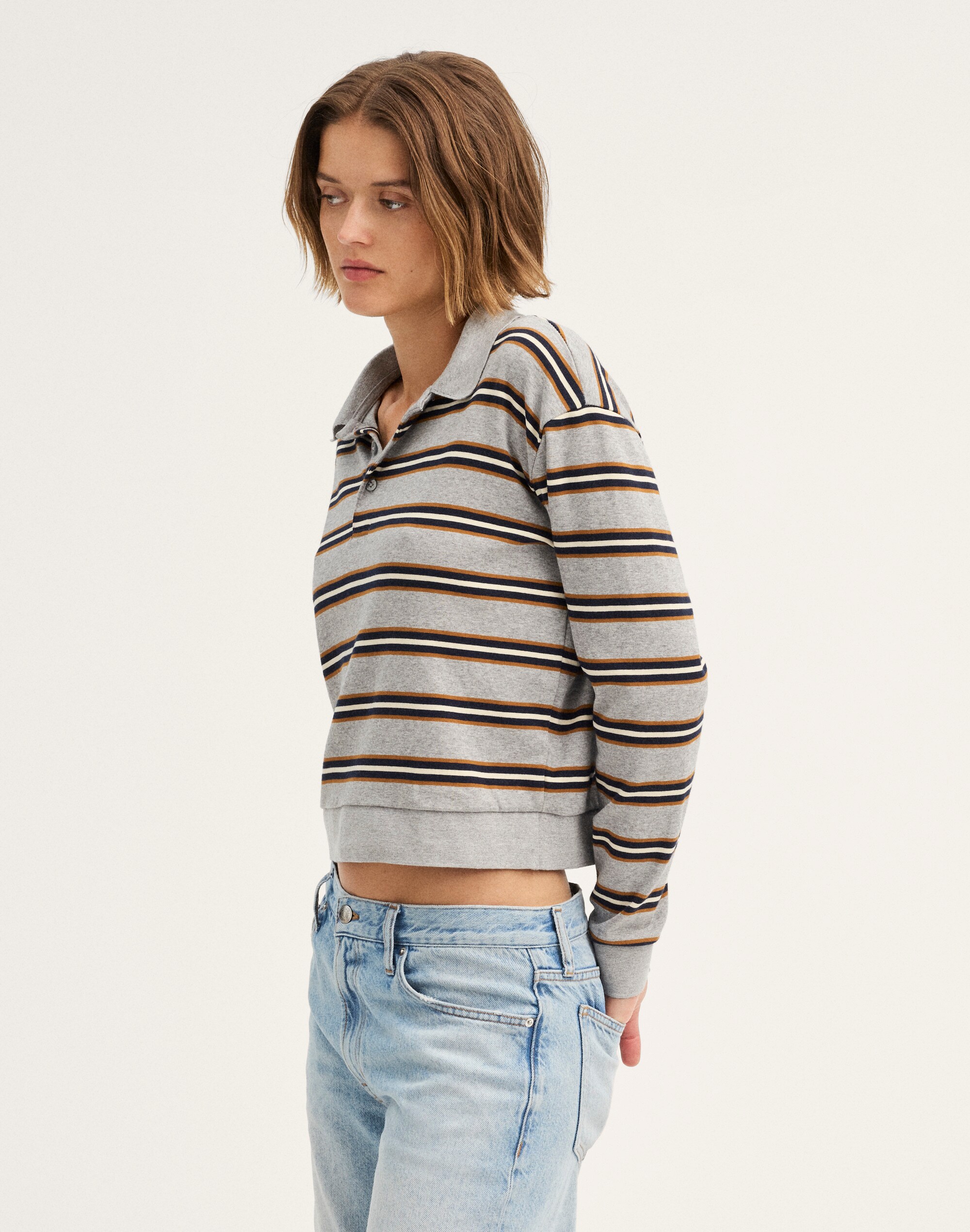 The Long-Sleeve Polo in Compact Cotton
