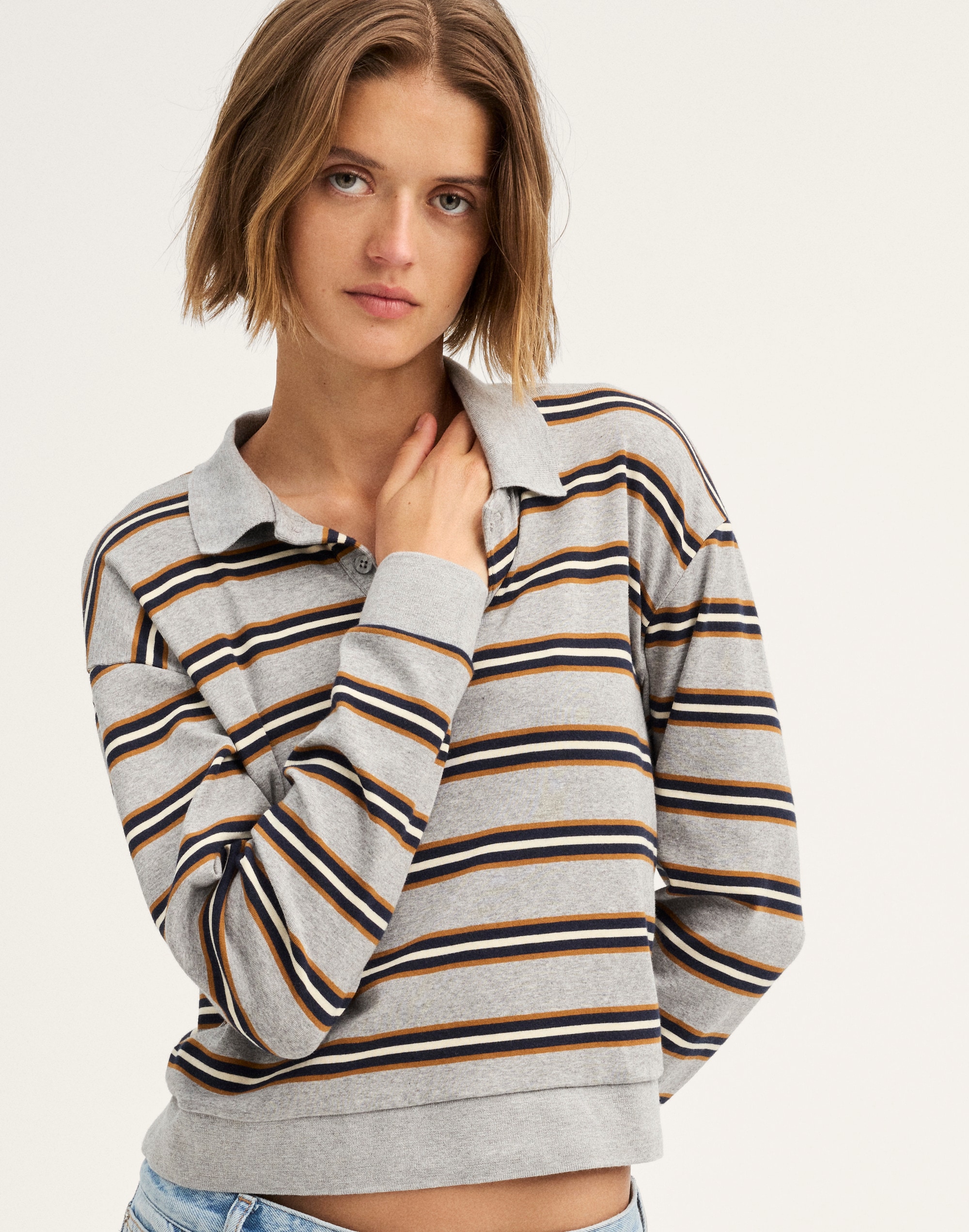 The Long-Sleeve Polo in Compact Cotton