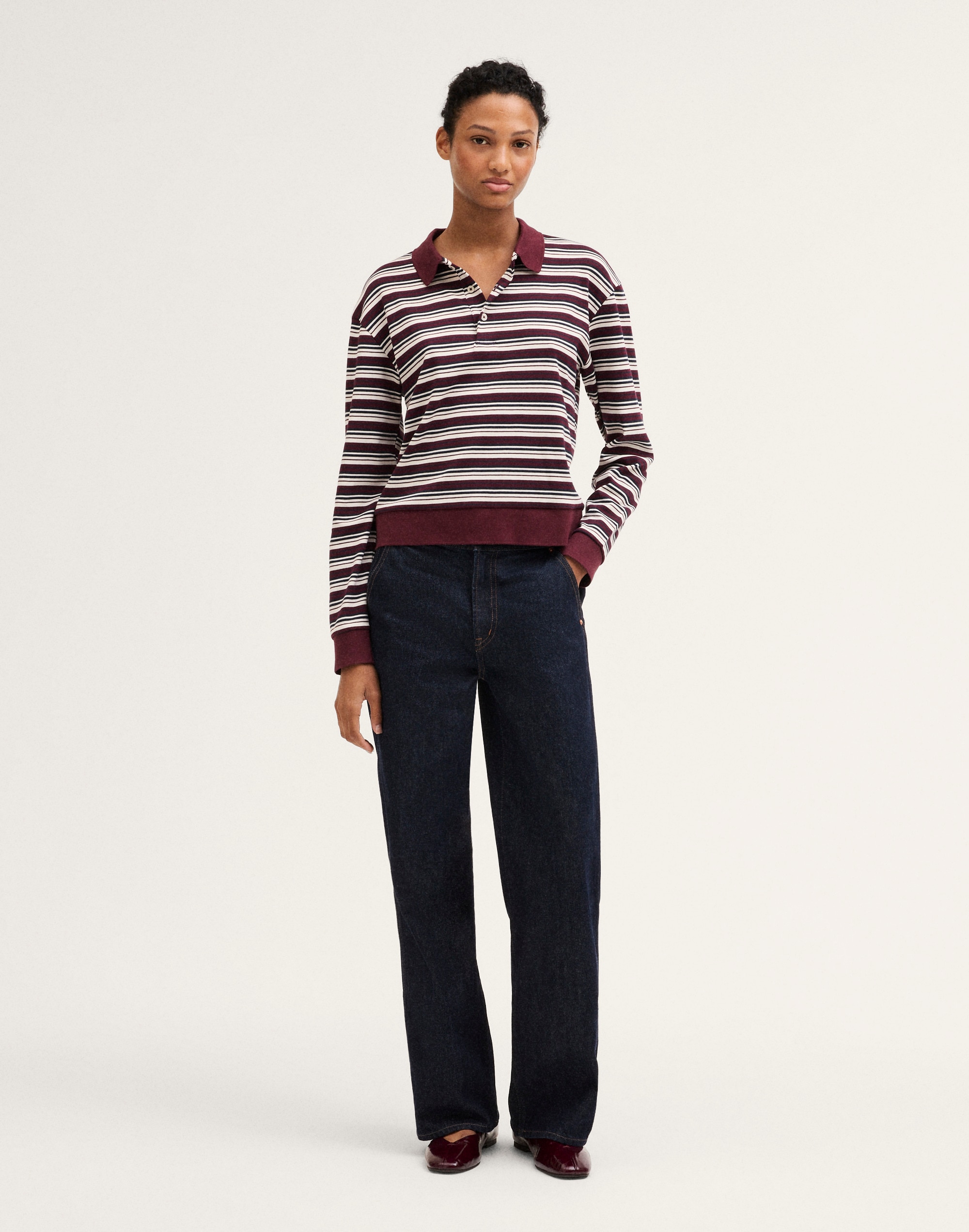 The Long-Sleeve Polo in Compact Cotton