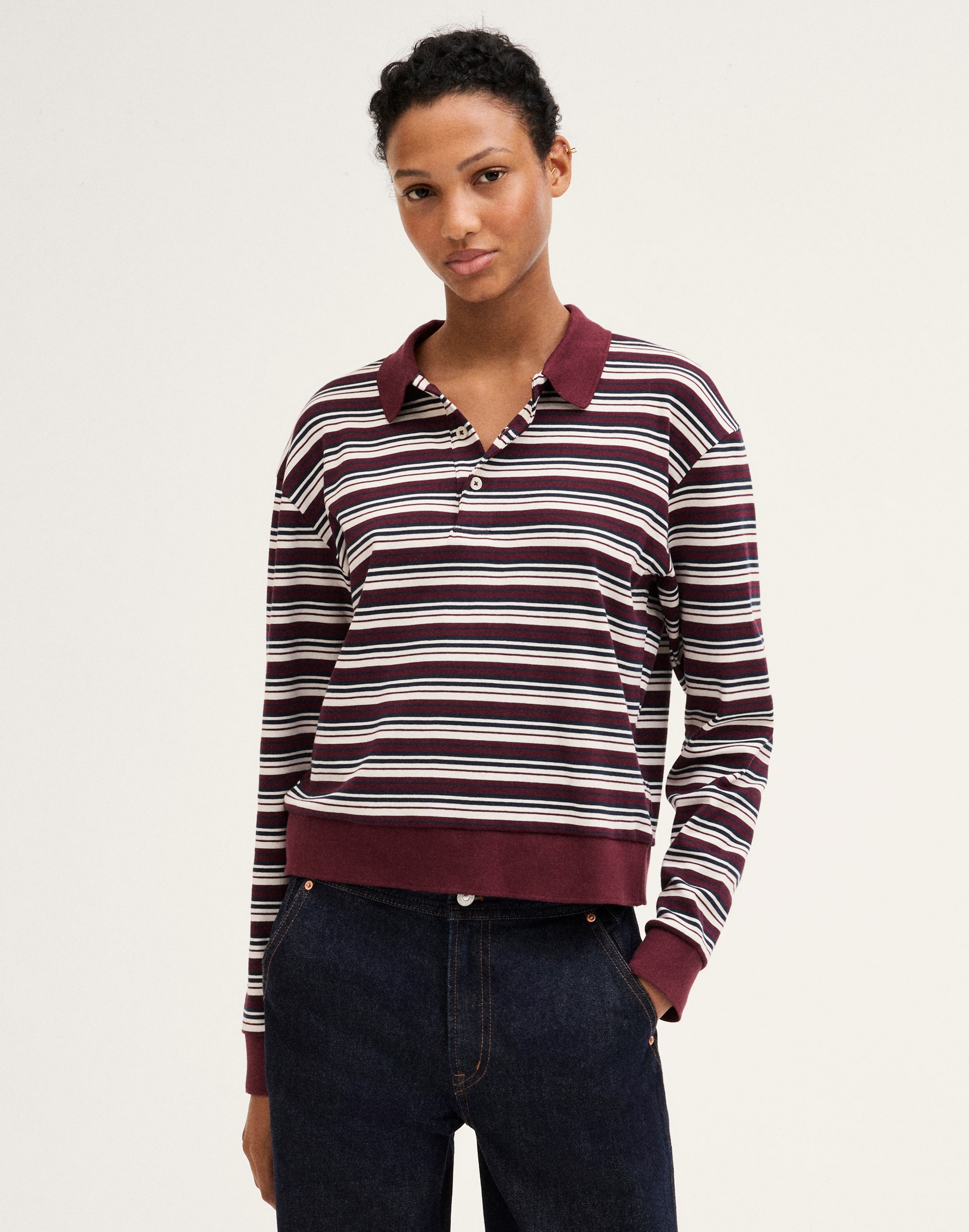 The Long-Sleeve Polo in Compact Cotton