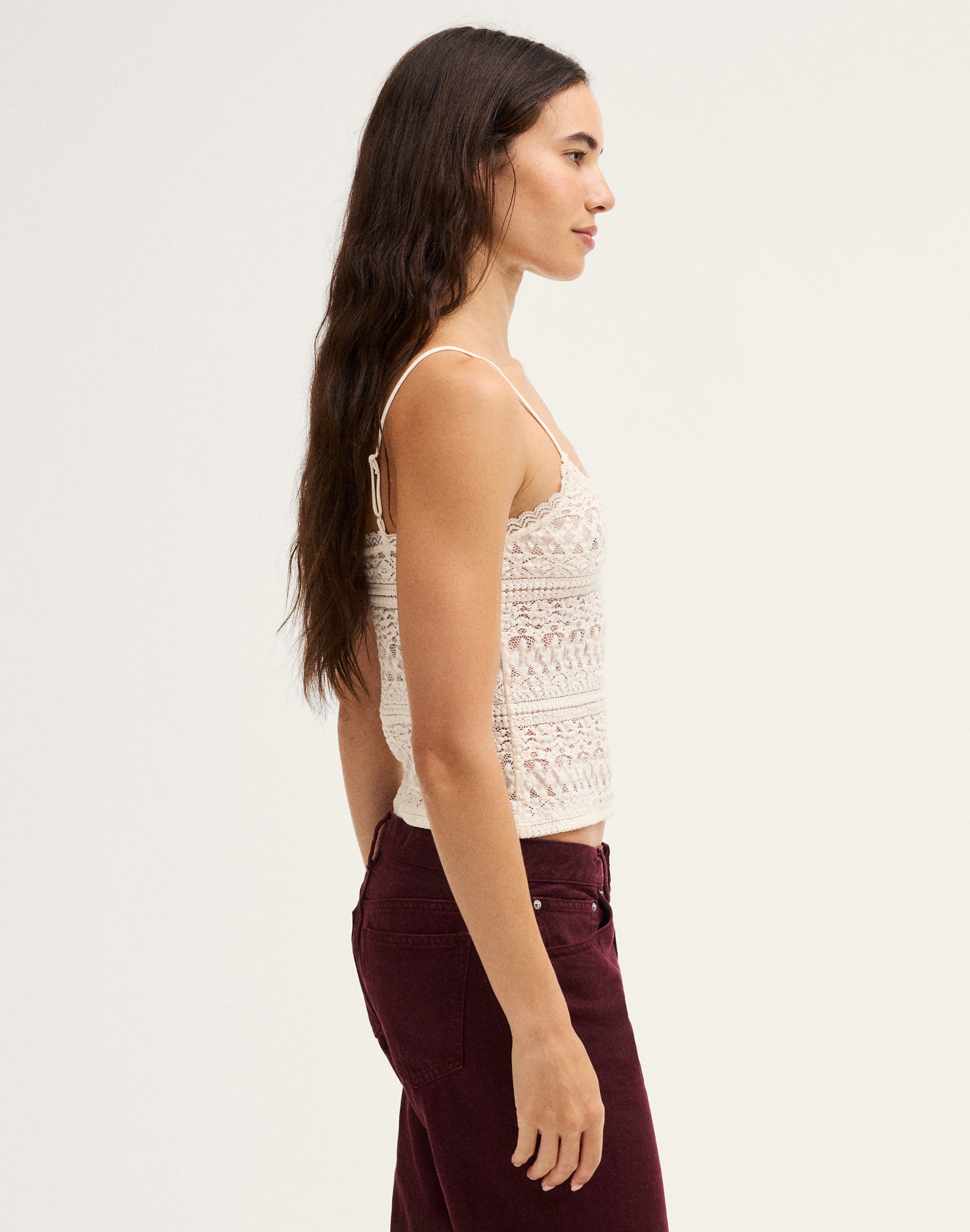 Jacquard-Lace Scoopneck Tank