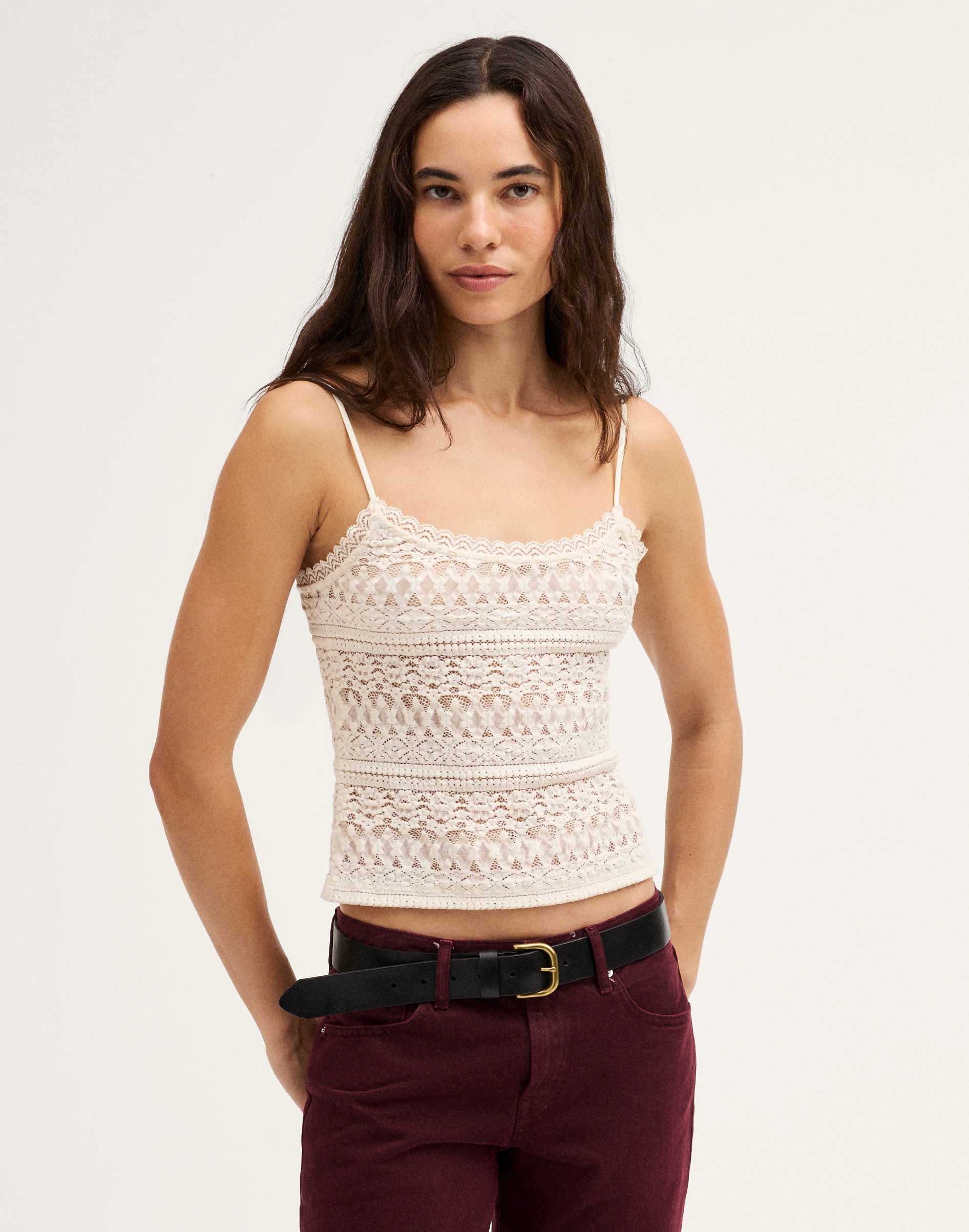 Jacquard-Lace Scoopneck Tank