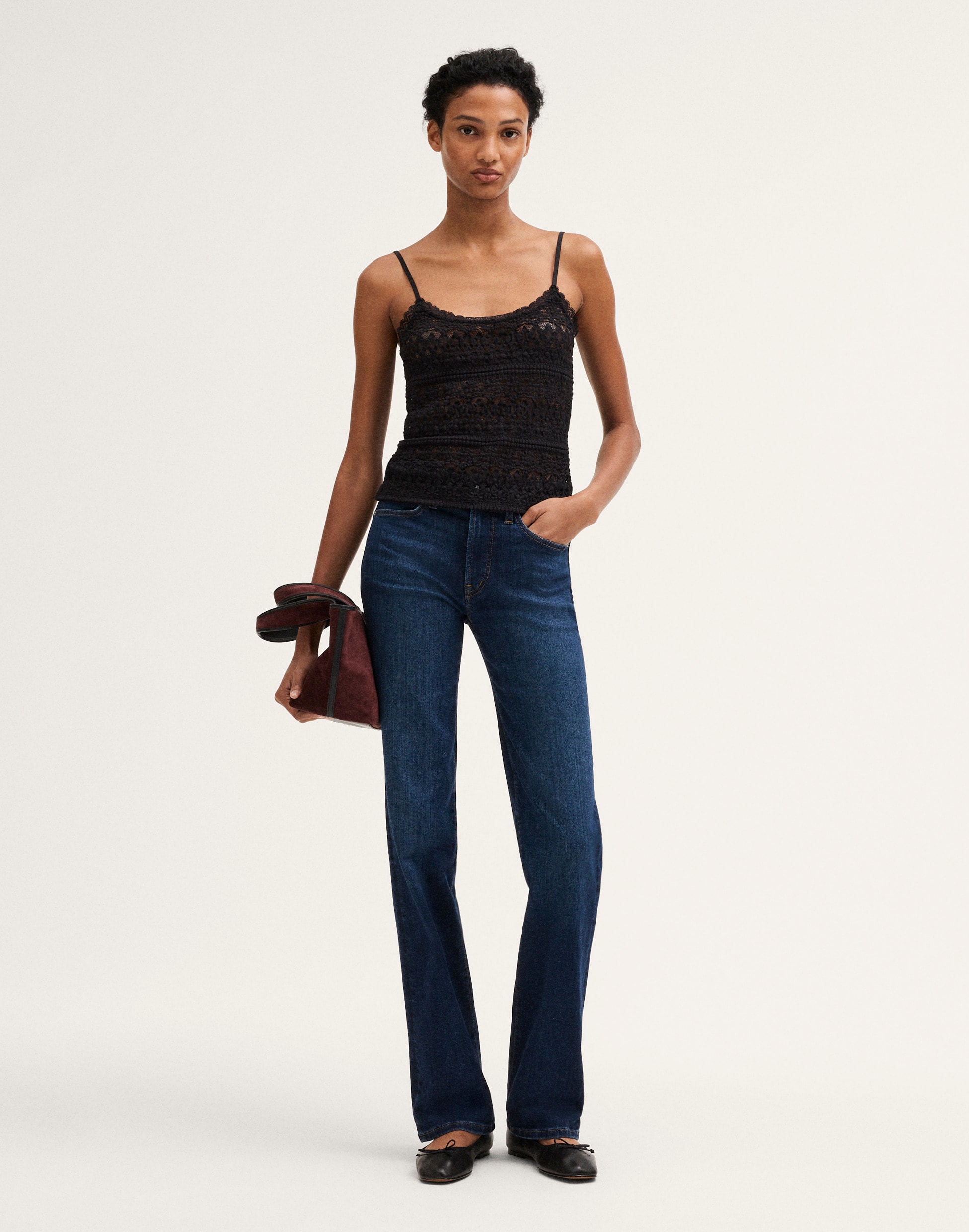 Jacquard-Lace Scoopneck Tank