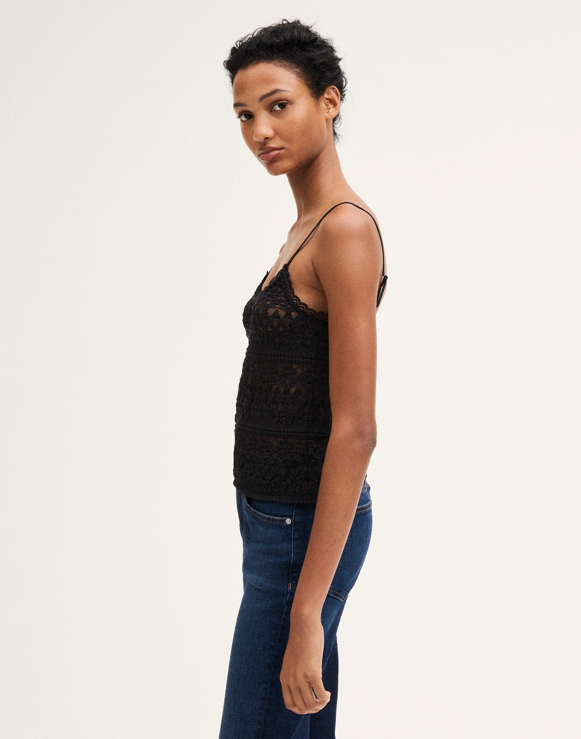 Jacquard-Lace Scoopneck Tank