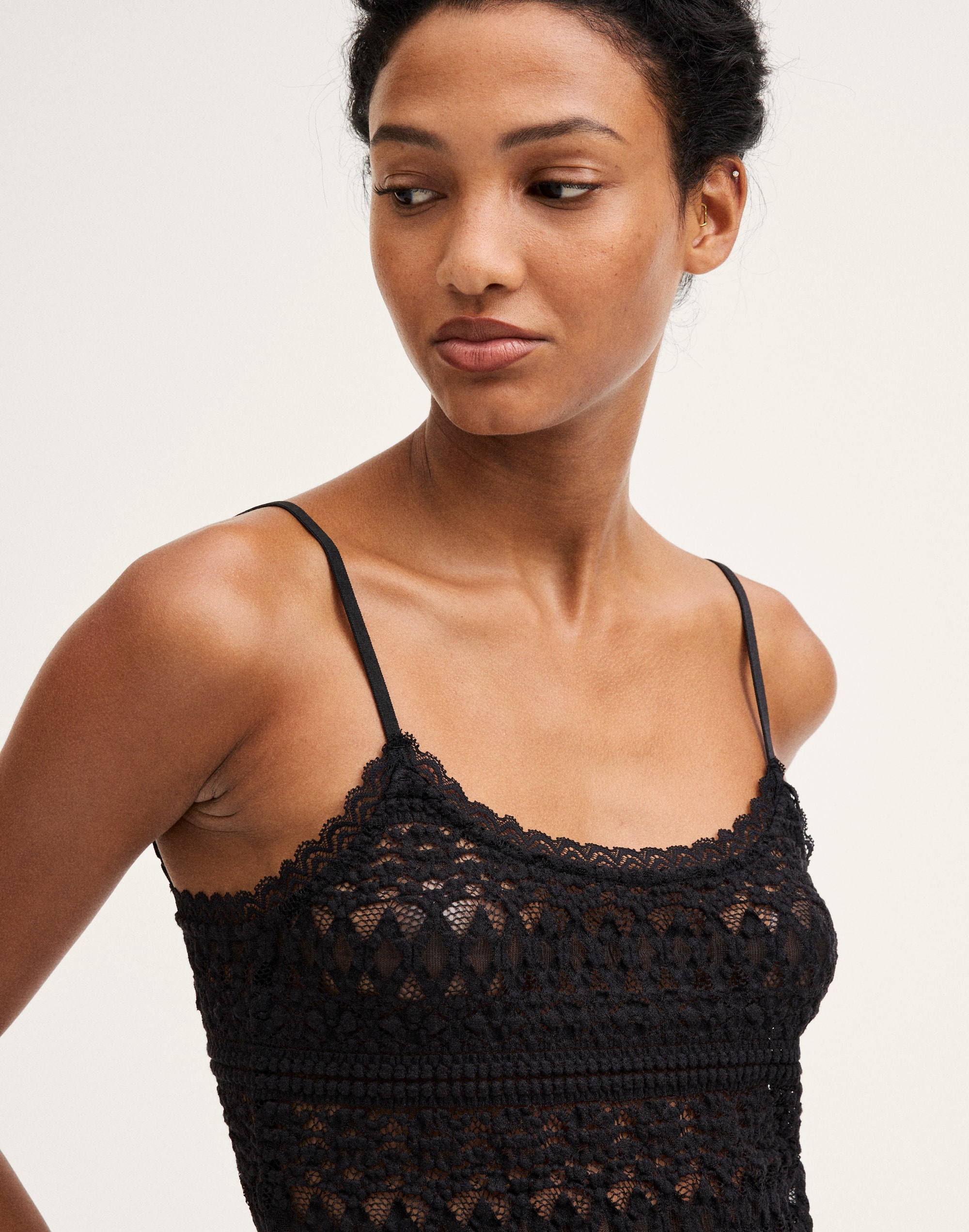 Jacquard-Lace Scoopneck Tank