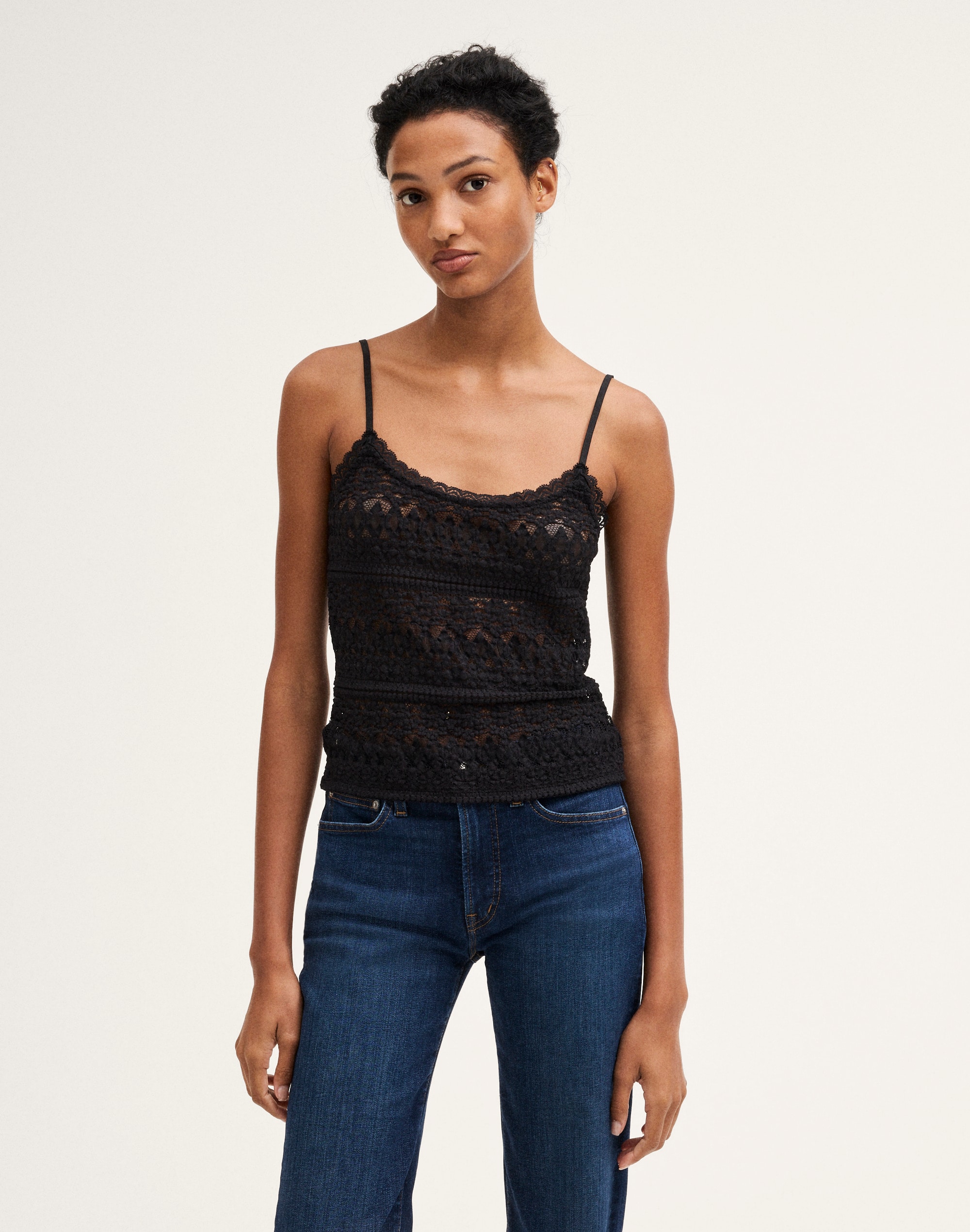 Jacquard-Lace Scoopneck Tank