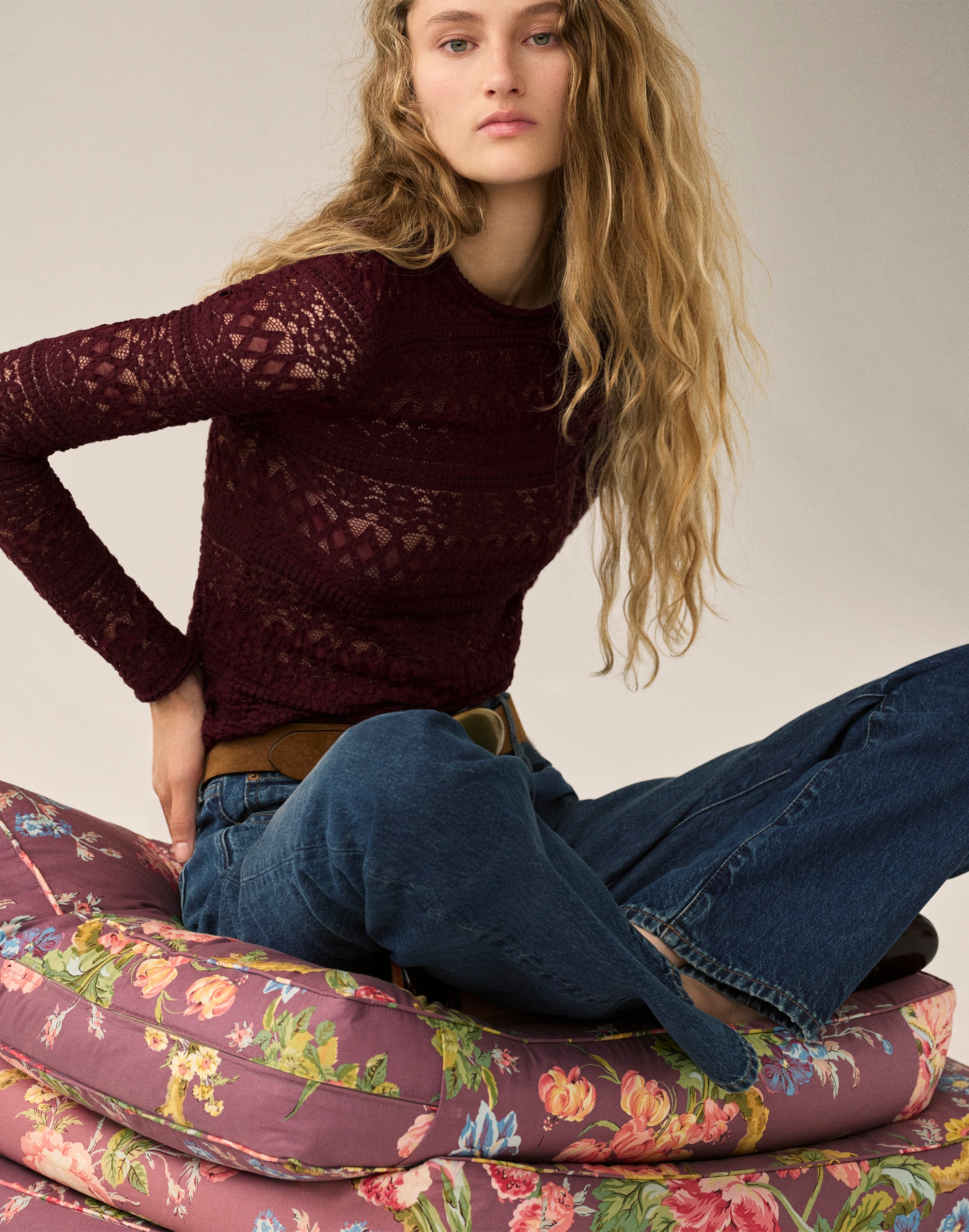 Jacquard-Lace Long-Sleeve Top by Madewell