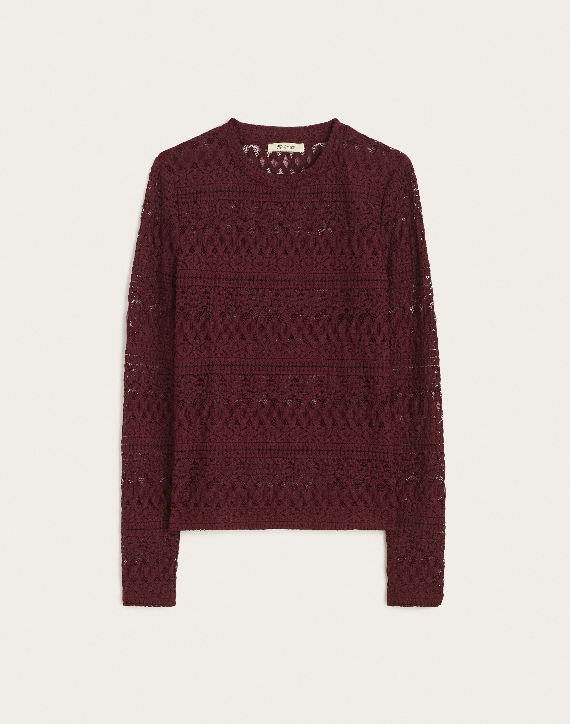 Jacquard-Lace Long-Sleeve Top