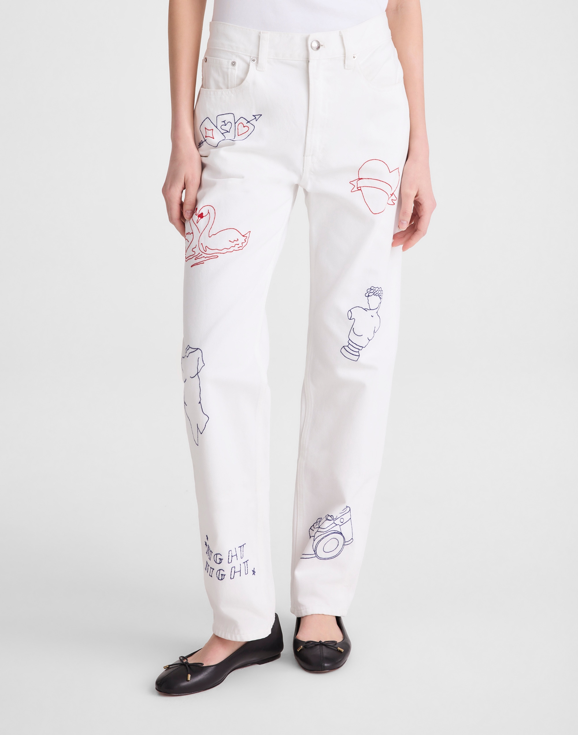 Embroidered Slim Boyfriend Jean