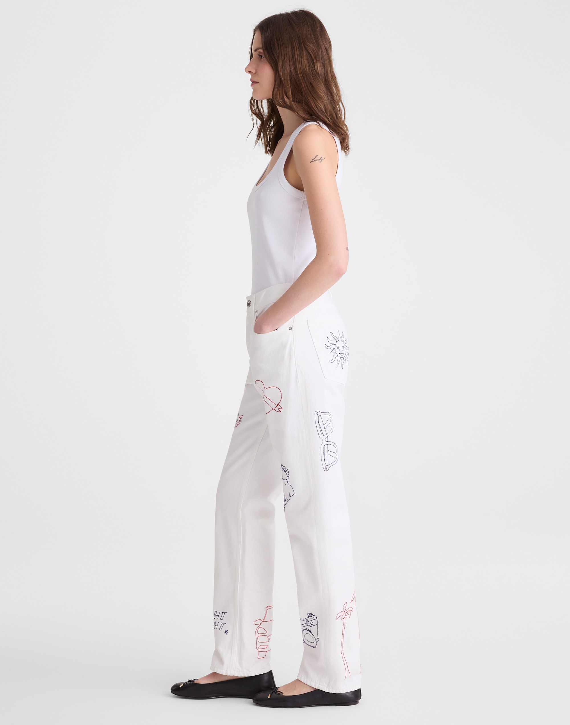 Embroidered Slim Boyfriend Jean
