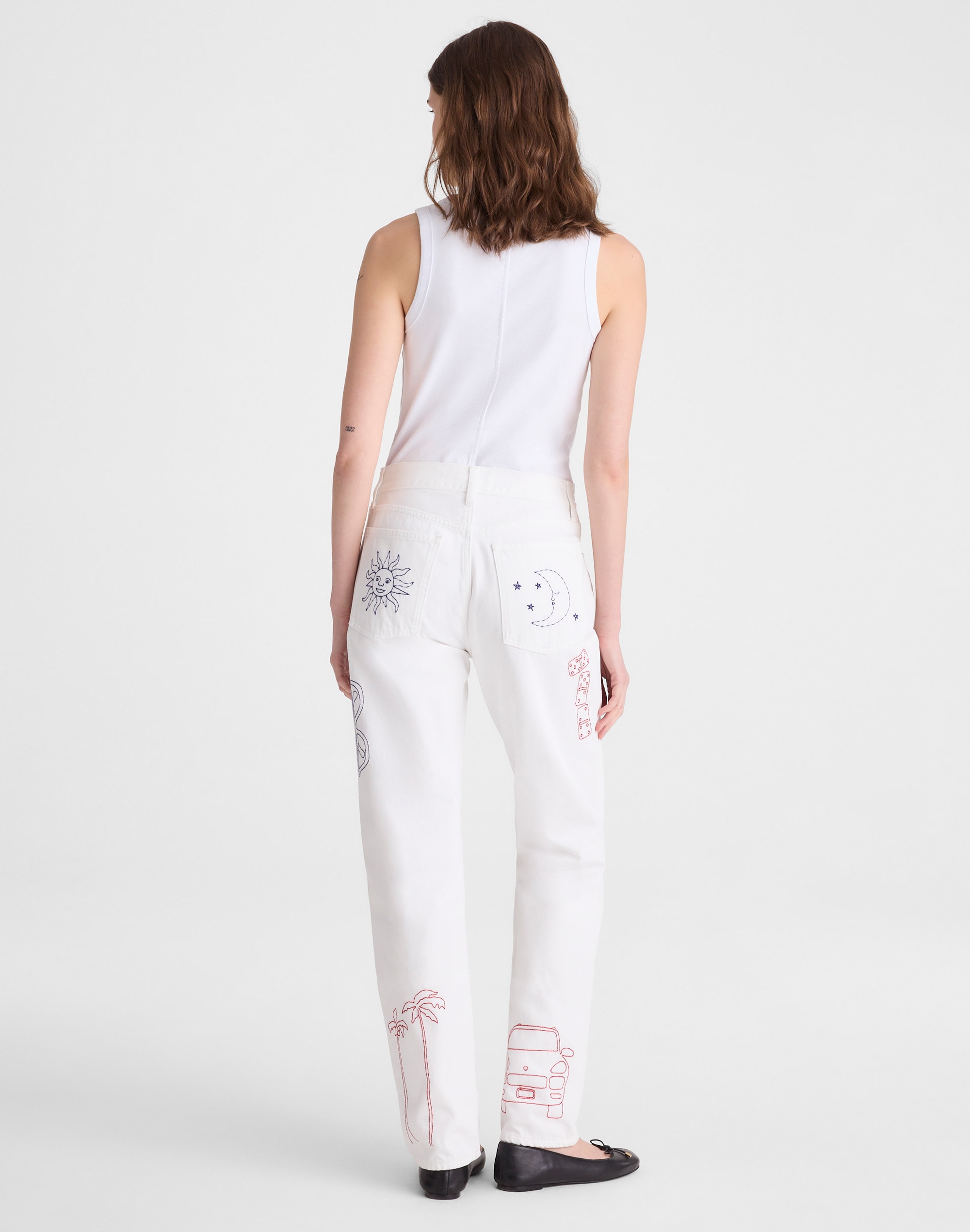 Embroidered Slim Boyfriend Jean