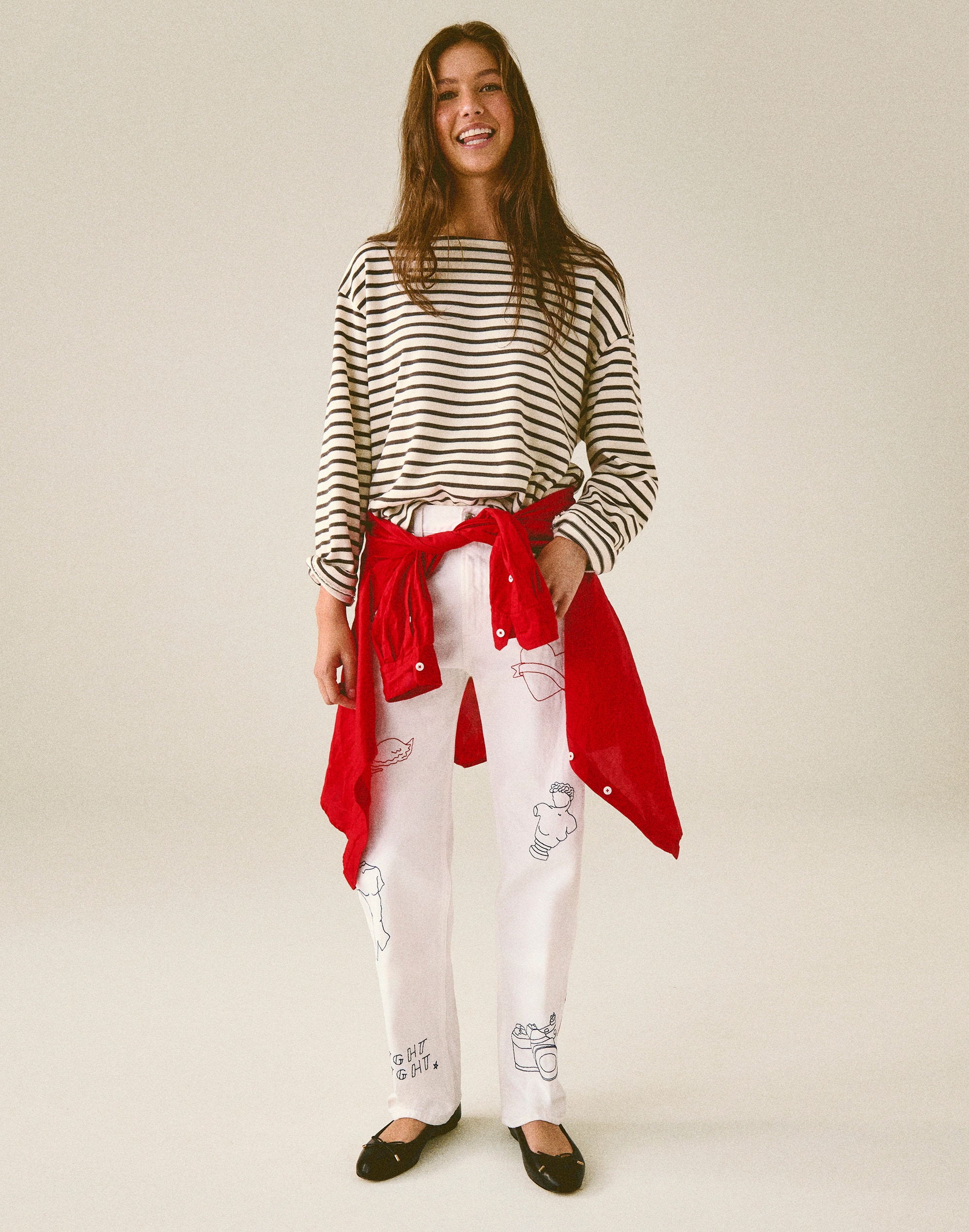 Embroidered Slim Boyfriend Jean