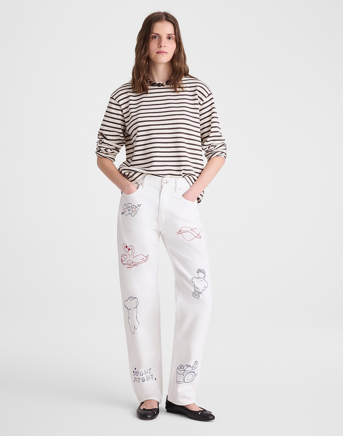 Embroidered Slim Boyfriend Jean