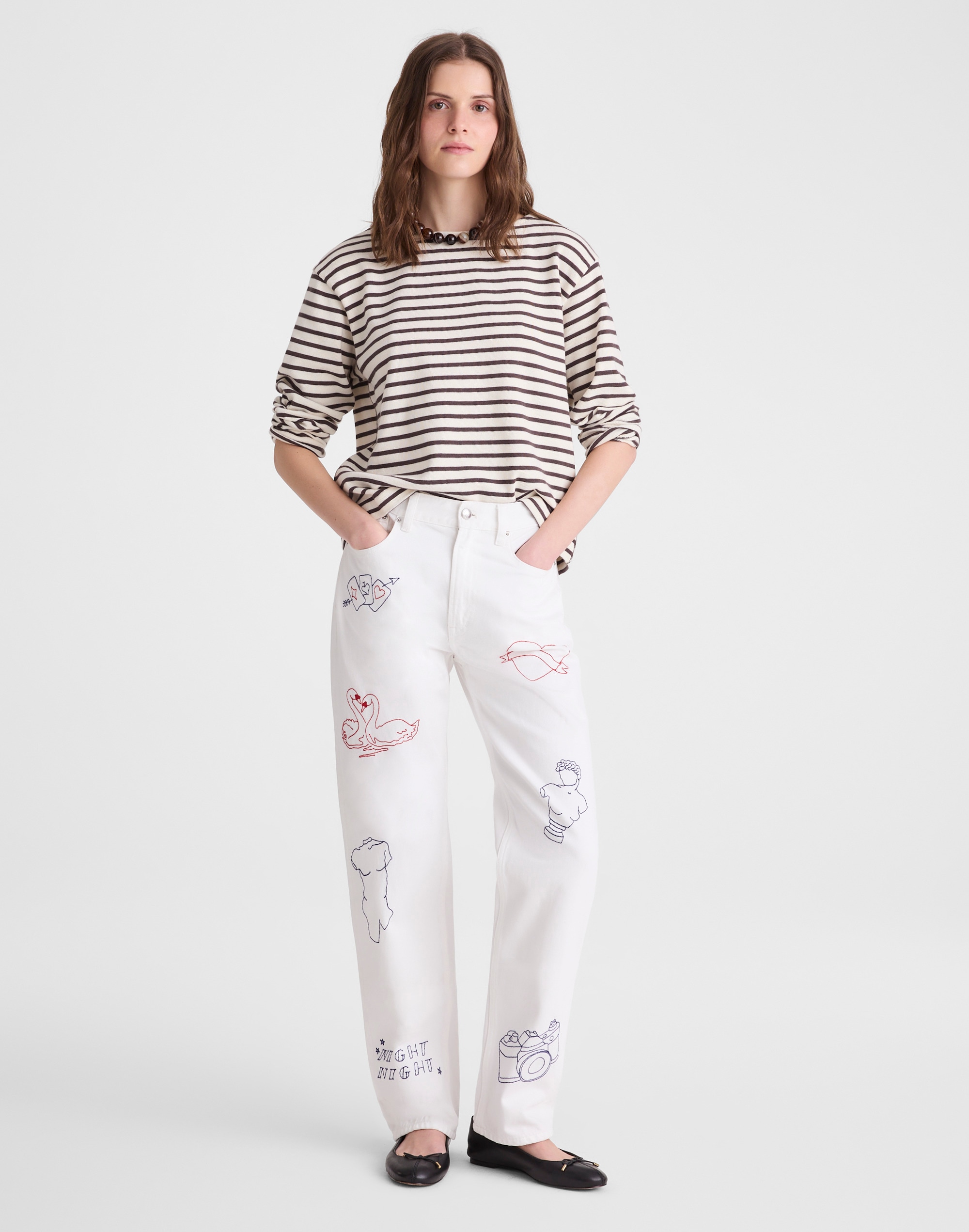 Embroidered Slim Boyfriend Jean