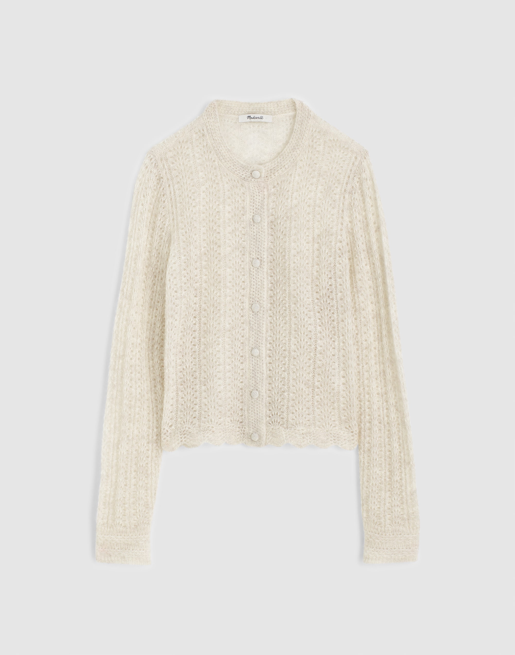 Pointelle-Stitch Cardigan in Alpaca Blend