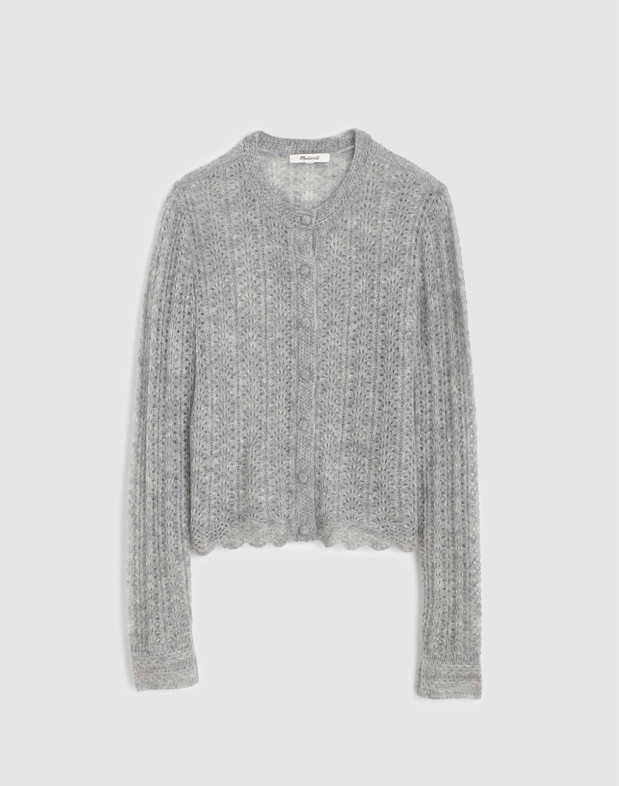 Pointelle-Stitch Cardigan in Alpaca Blend