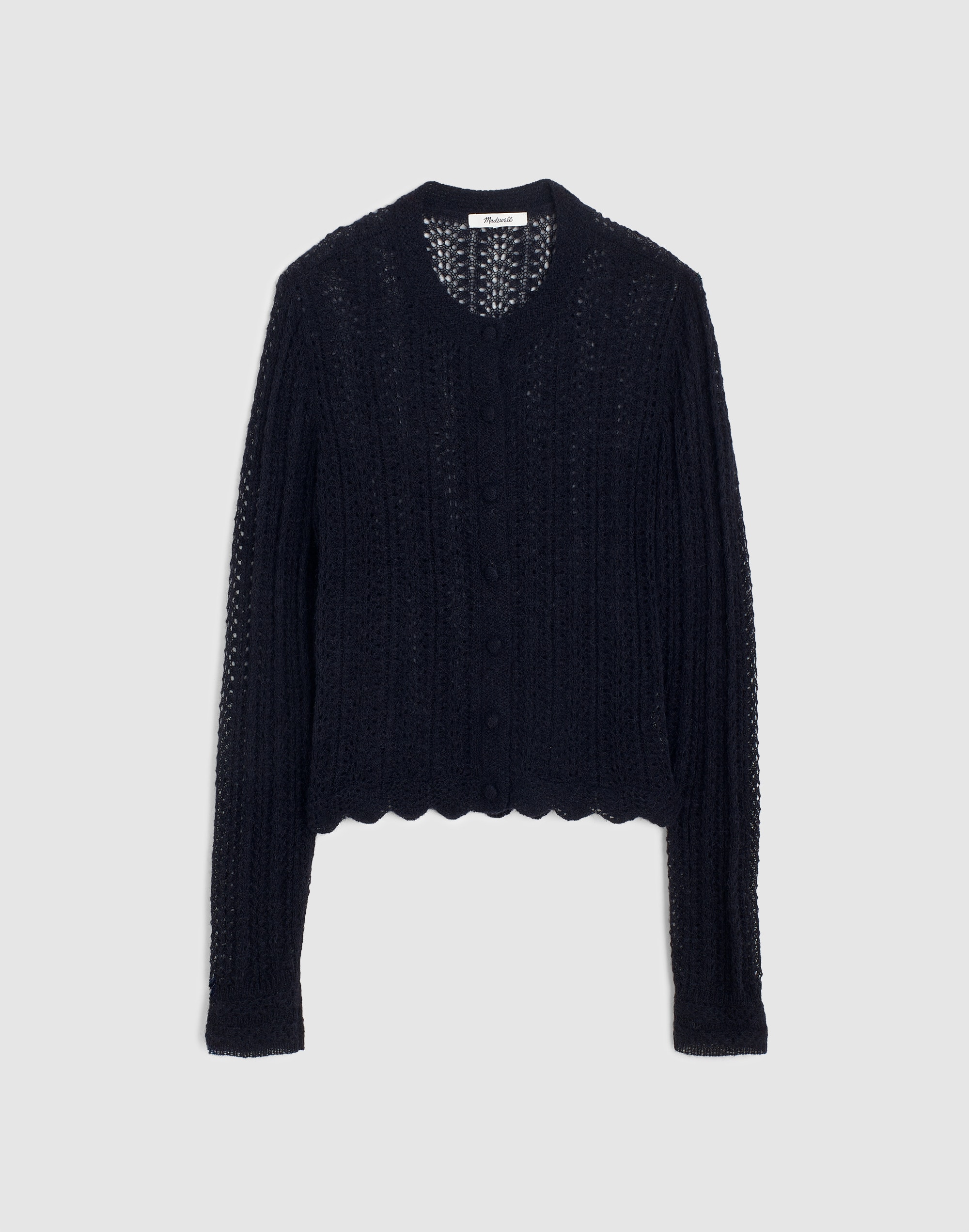 Madewell Pointelle-stitch Cardigan In Navy