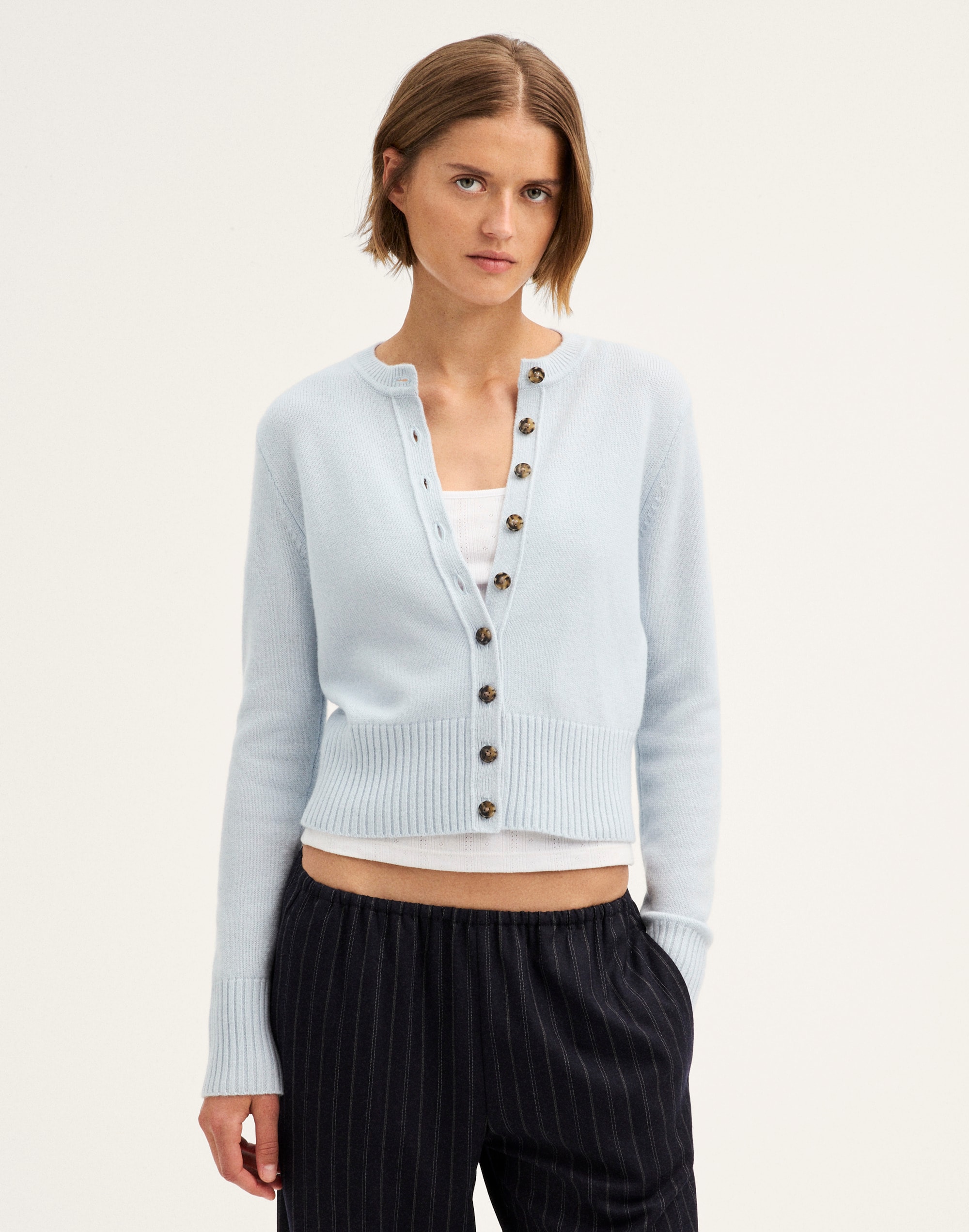 Madewell Crewneck Cardigan In Light Blue