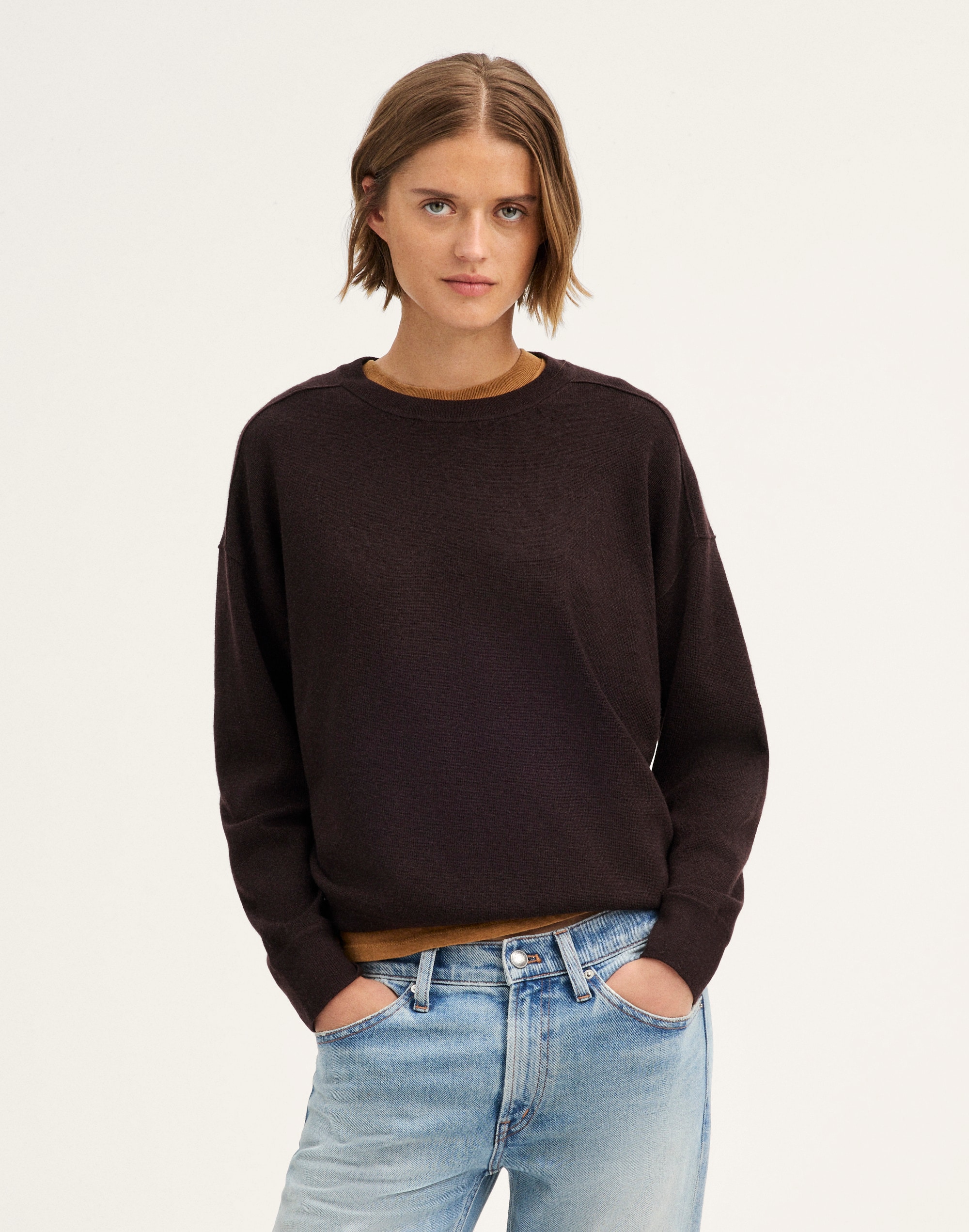 Madewell The Shay Crewneck Sweatshirt In Chocolate