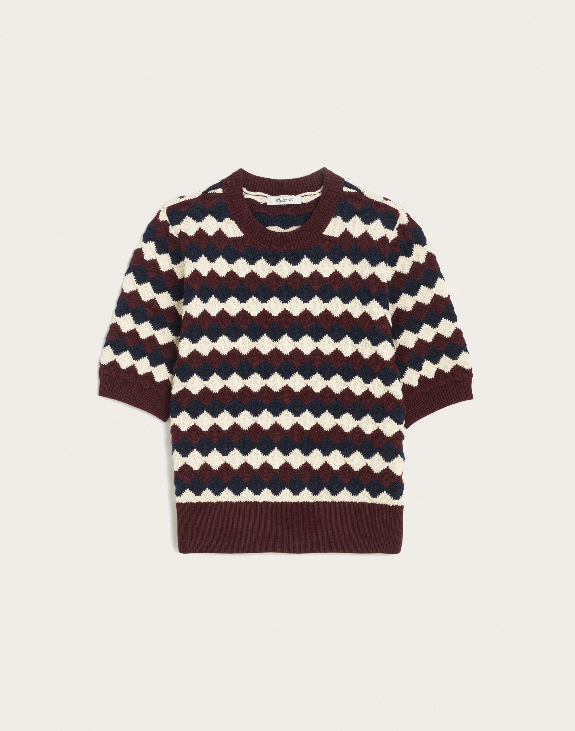 Puff-Sleeve Crewneck Sweater in 100% Cotton