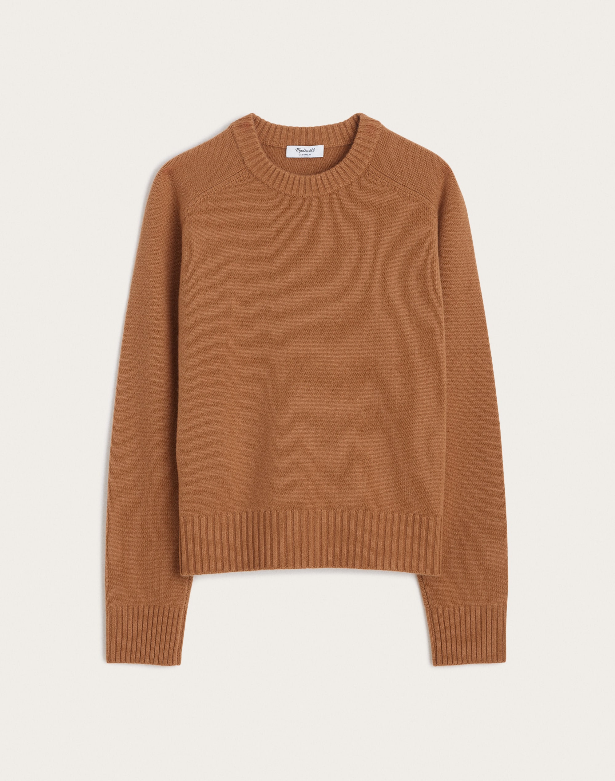 saddle-sleeve crewneck sweater in 100% cashmere
