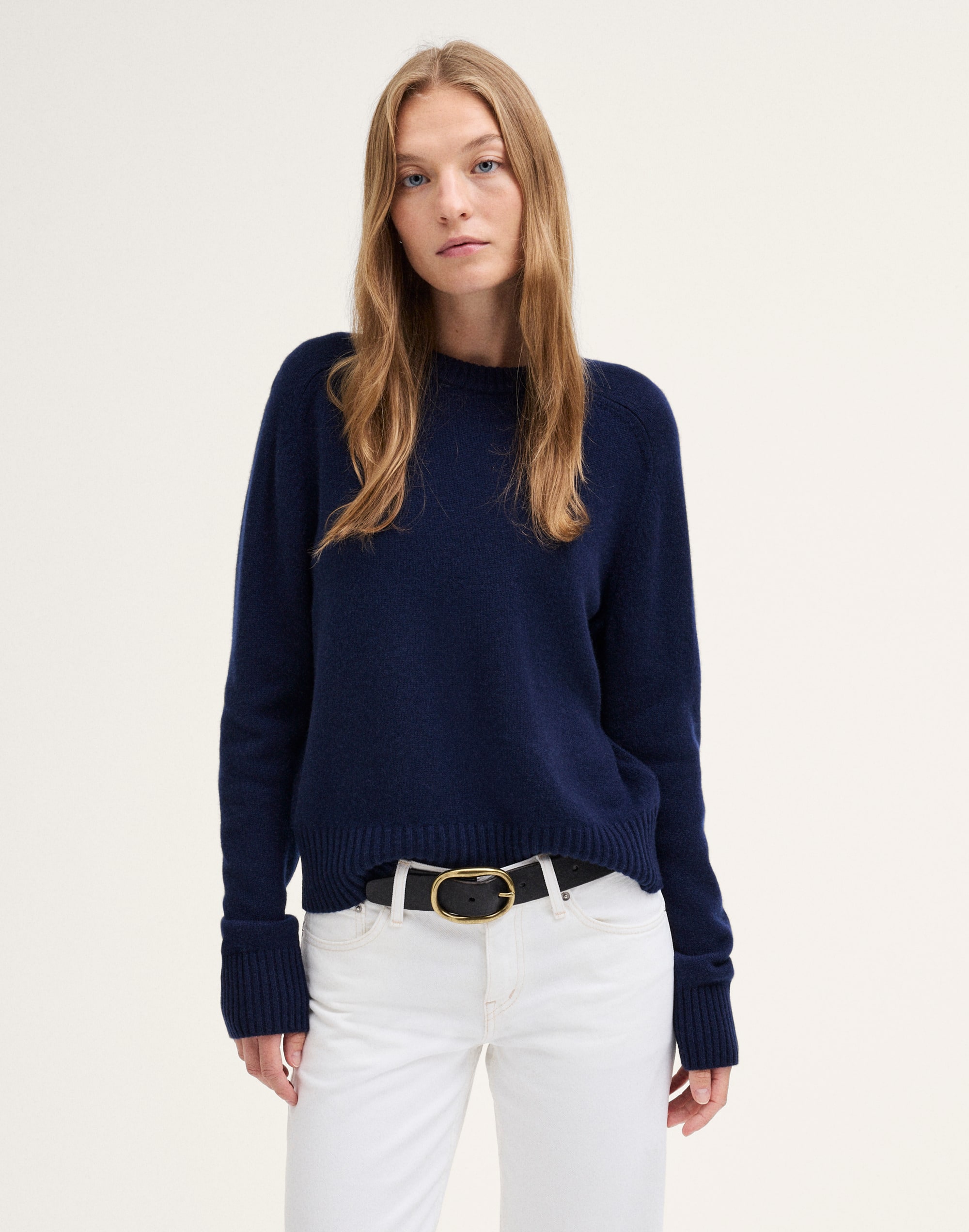 Saddle-Sleeve Crewneck Sweater in 100% Cashmere